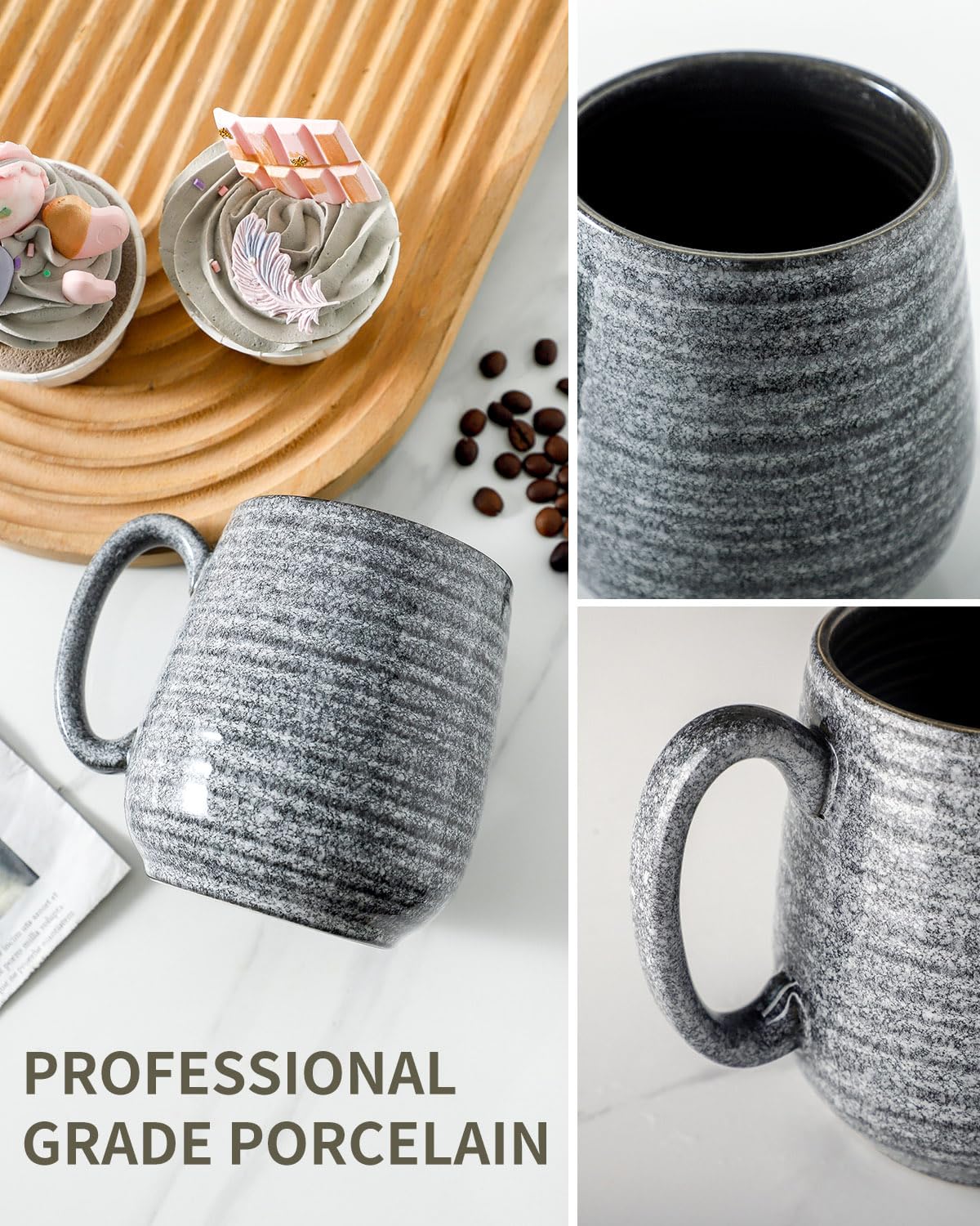 Hasense Large Coffee Mug, 20 Oz Porcelain Coffee Cup With Big Handle Easy To Hold, Big Coffee Mug For Latte Coffee Tea Soup As F