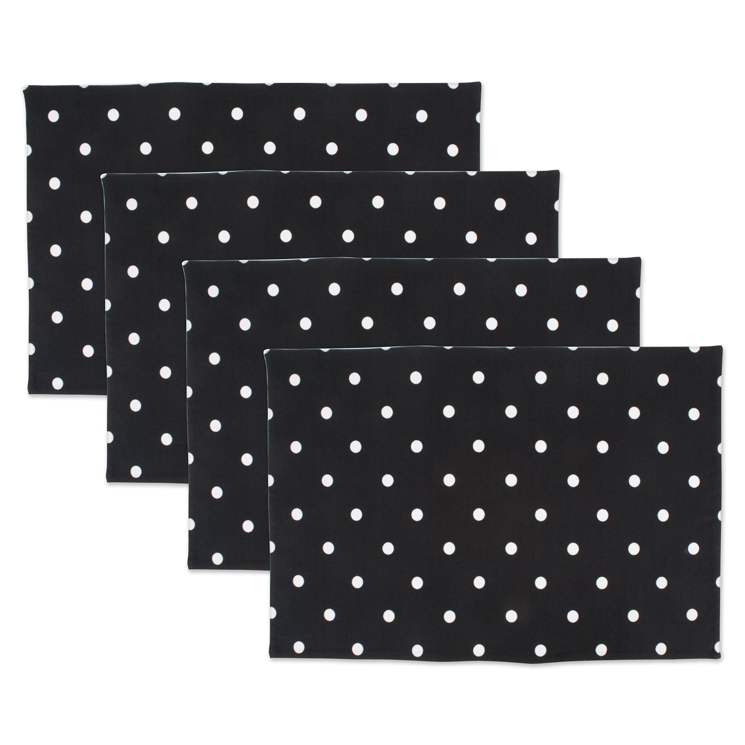DII Polka Dot Kitchen Collection, Placemats, 13x19, Black/White Reversible, 4 Piece