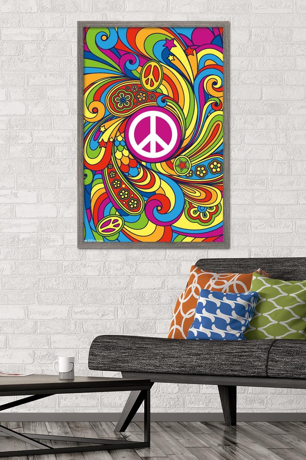 Trends International Peace Sign Wall Poster, 22.375'' X 34'', Barnwood Framed Version