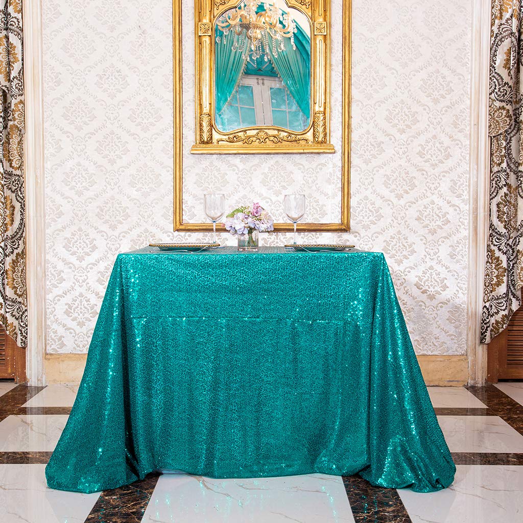 Eternal Beauty Teal Square Sequin Tablecloth Sequin Overlay Tablecloth For Wedding Christmas Party 48''X48''