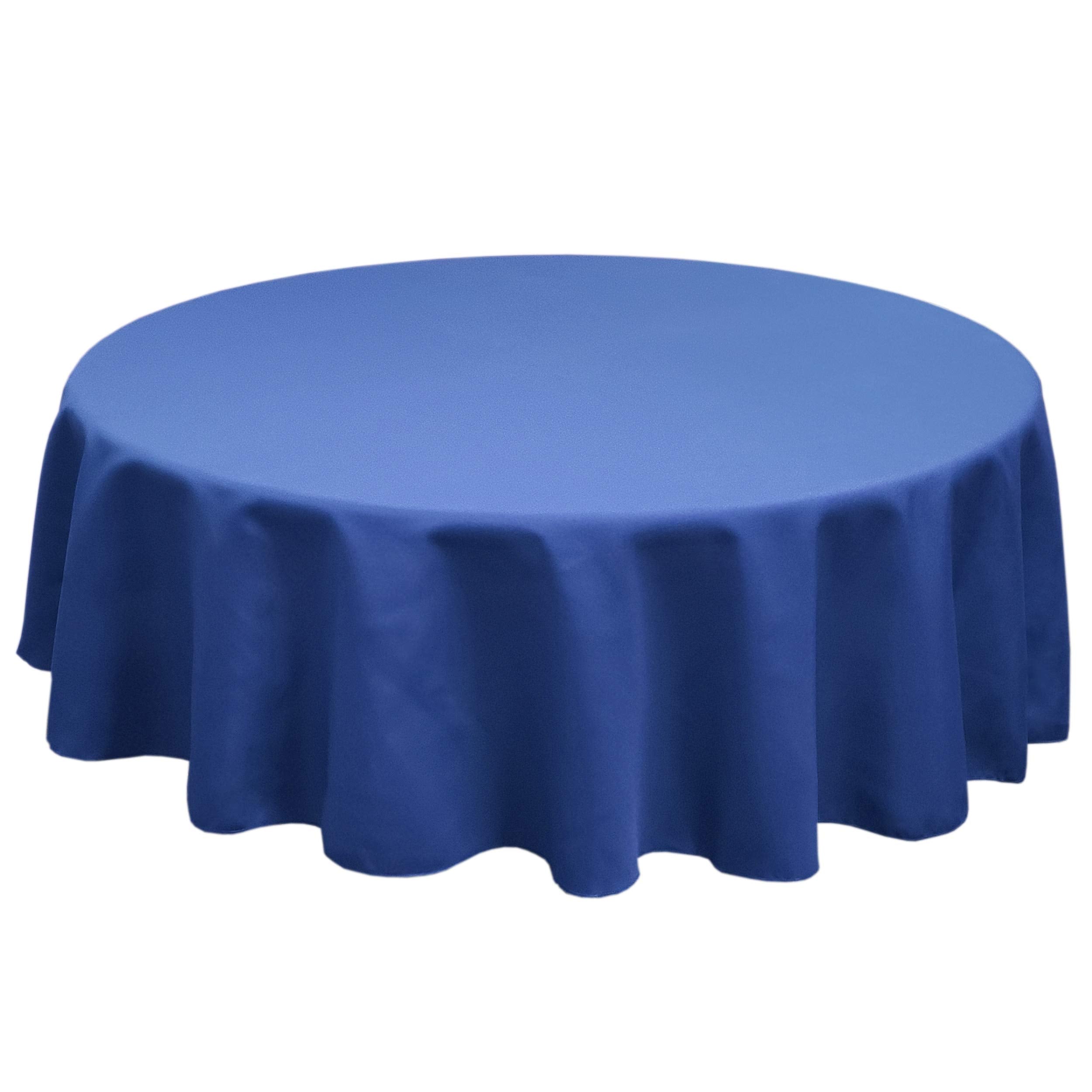 Tablelinensforless Polyester Round Tablecloth, 84 Inch Round, (Royal Blue)