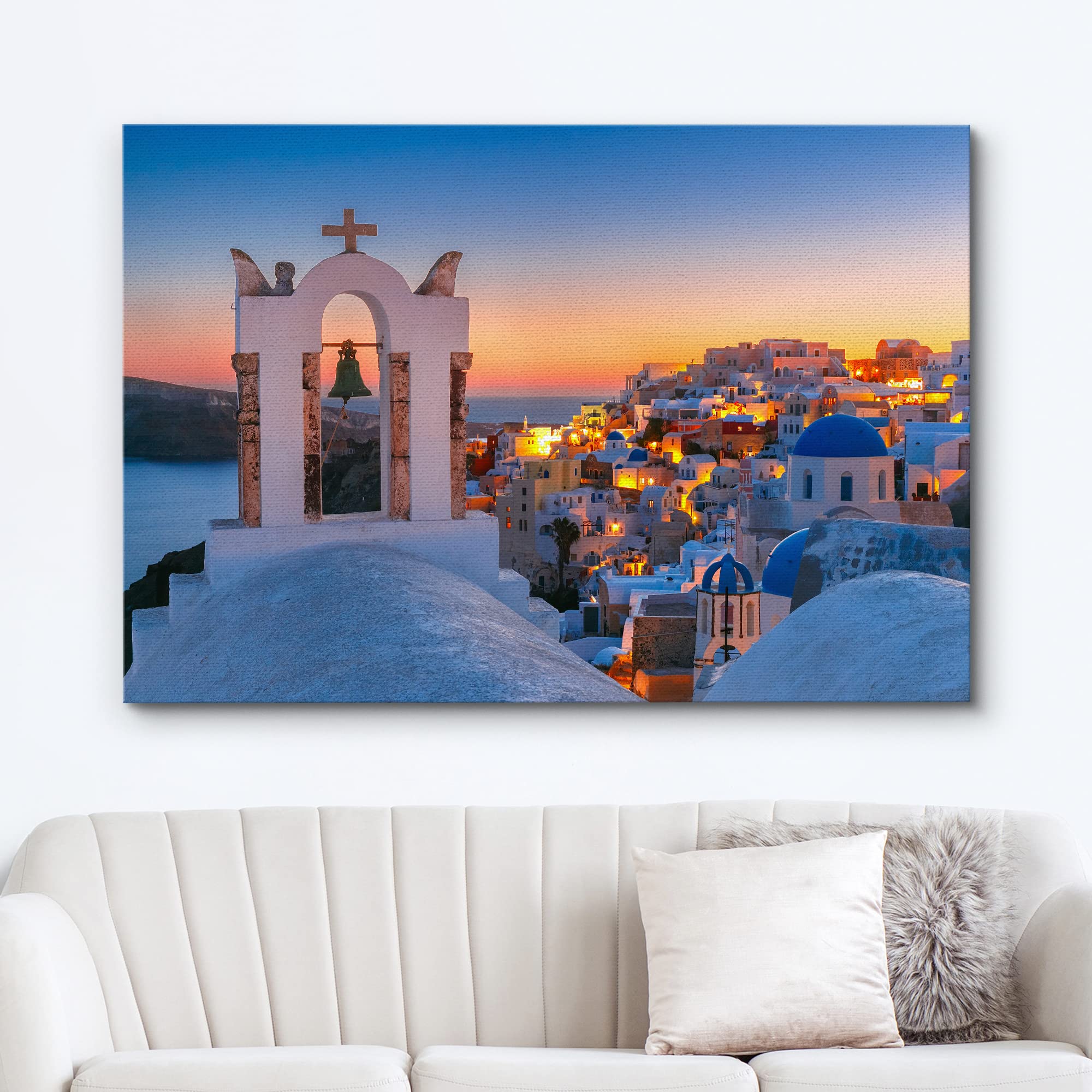 Wall26 Canvas Print Wall Art Duotone Sunset Dusk Over Santorini Greece Nature Wilderness Photography Realism Rustic Scenic Lands