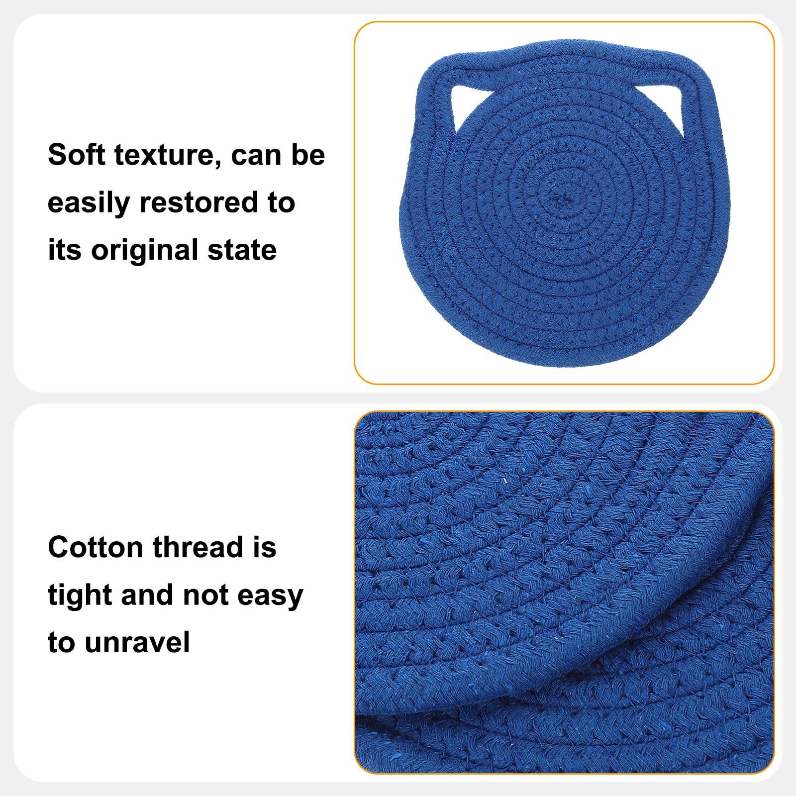 Uxcell Pot Holders, 3Pcs 7'' - Cotton Trivets Set, Cat Ear Heat Insulation Pad, Pot Holder For Cups, Plates, Hot Pots And Pans,
