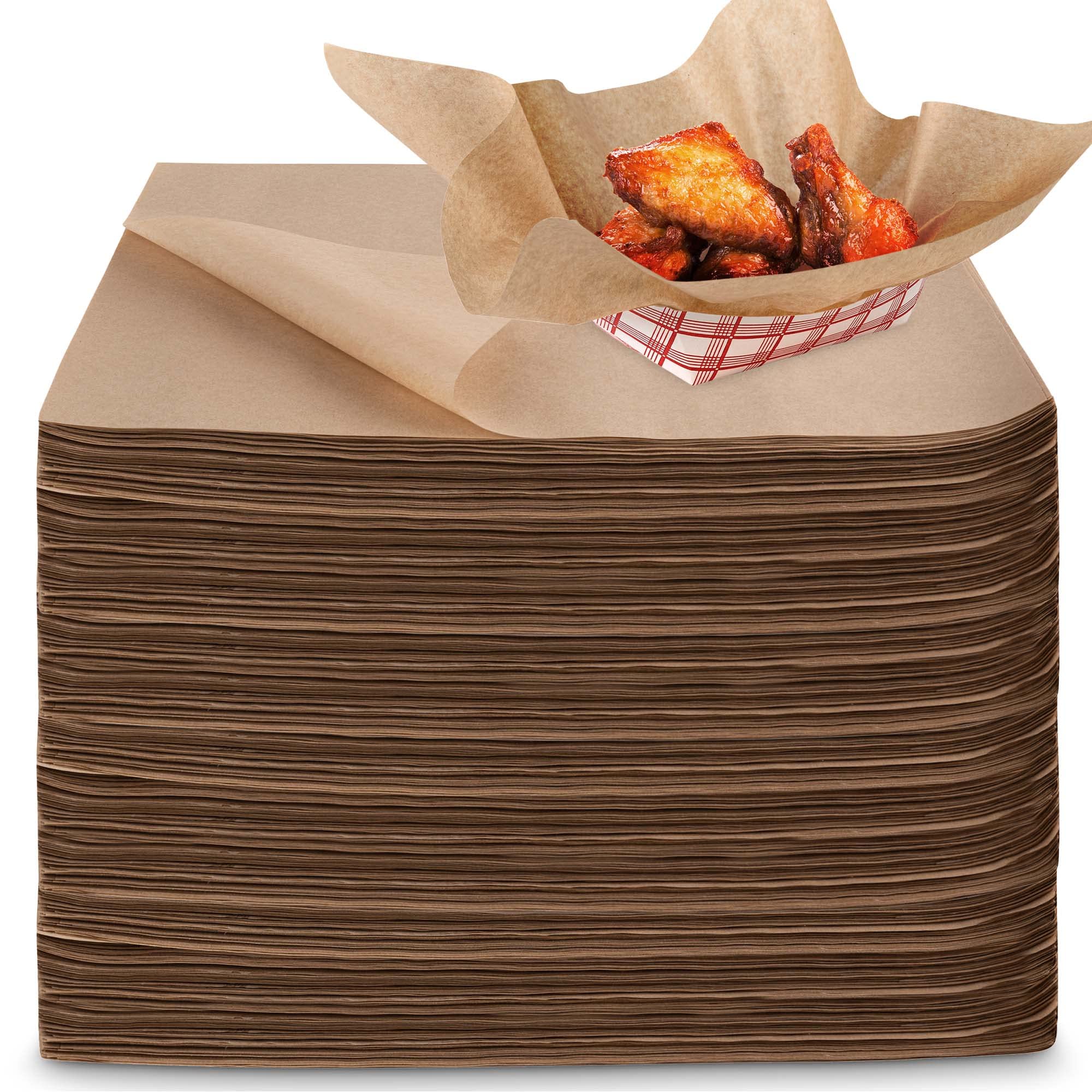 Stock Your Home 12 X 12 Grease Proof Deli Wrappers (500 Pack) - Pre Cut Natural Wax Paper Sheets - Recyclable Food Basket Liners