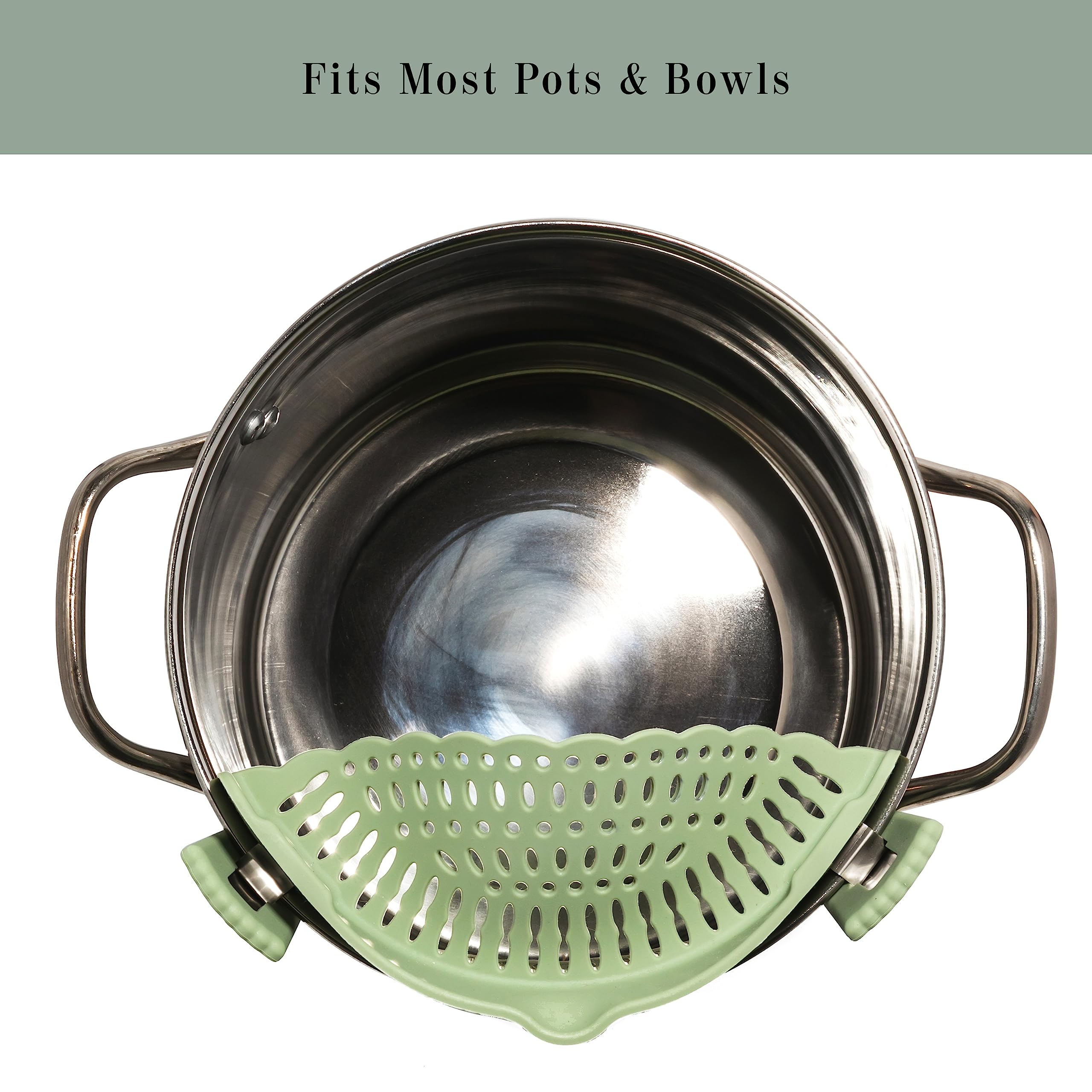 The Silicone Kitchen Clip On Silicone Strainer, Colander Fit Most Pots, Pans, Bowls, Ideal For Pasta, Vegetables, Fruit, Non-Tox