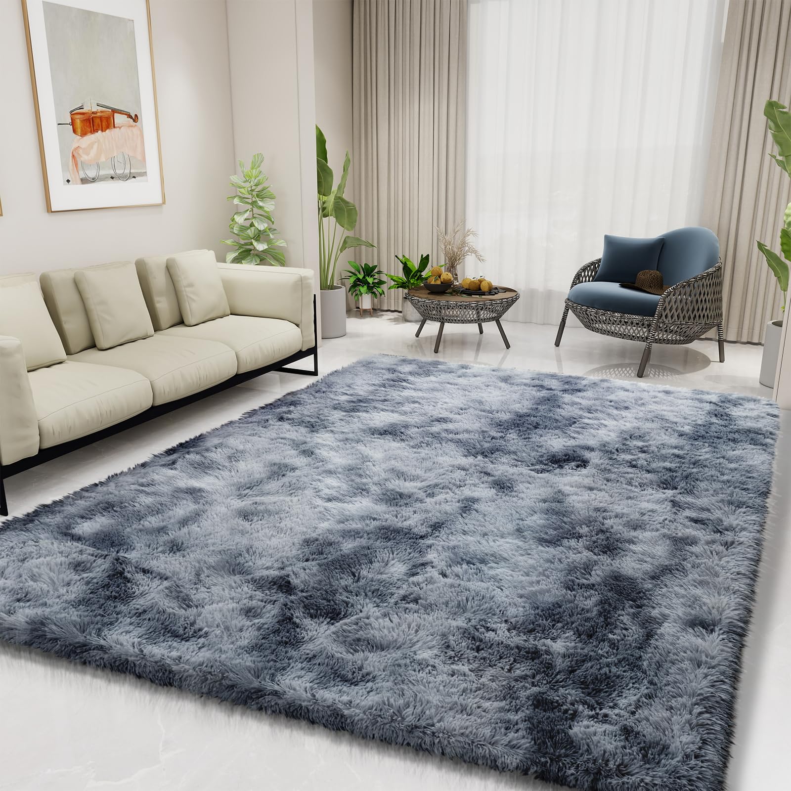 Ultra Soft Fluffy Area Rugs for Bedroom Living Room 8x10, Nursery Rug, Non-Slip Carpet for Kids Dorms Decor, Shaggy Bedside Rug,