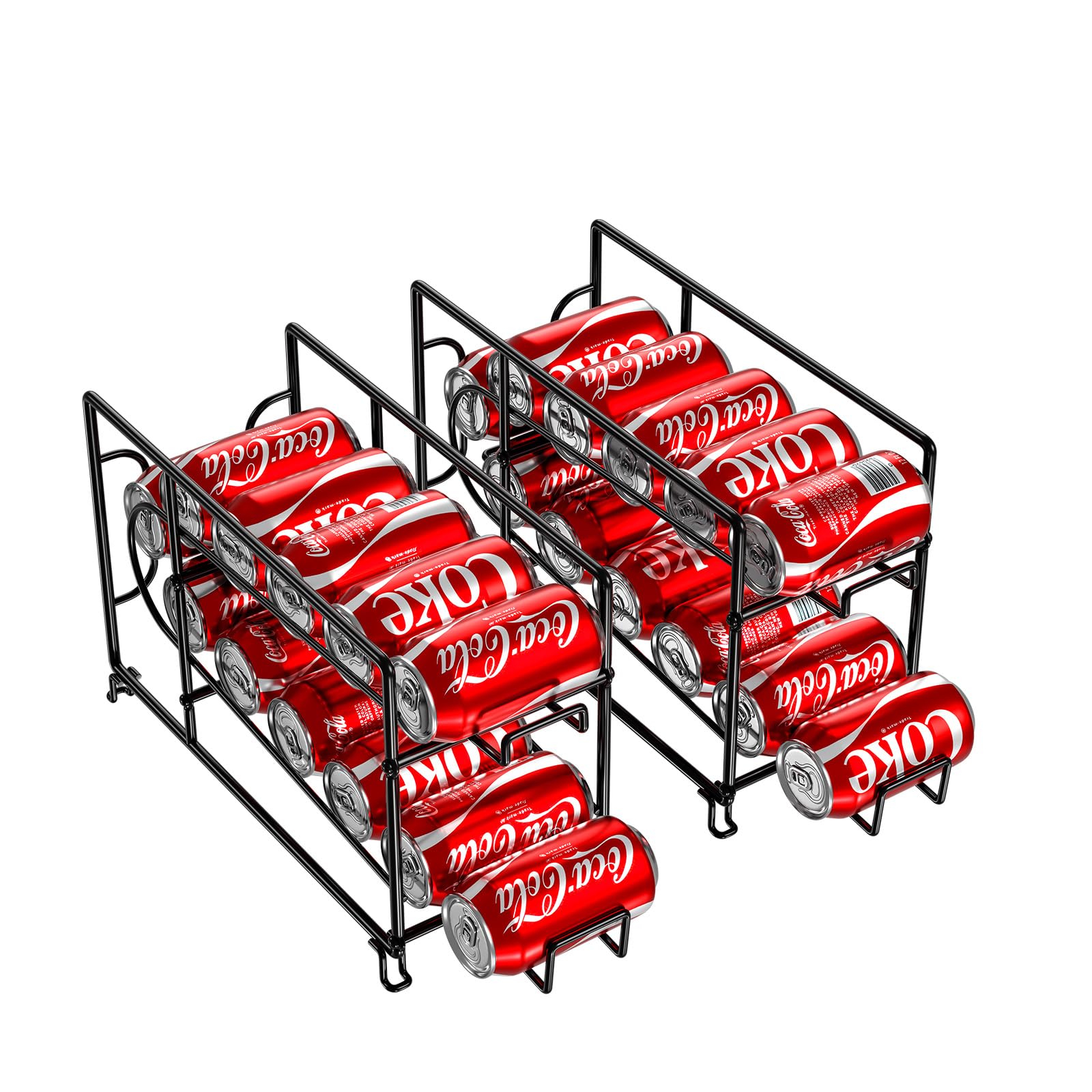 Sufauy 2-Pack Standing Stackable Beverage Soda Can Dispenser Can Storage Organizer Rack For Pantry Cabinet Or Refrigerator, Blac