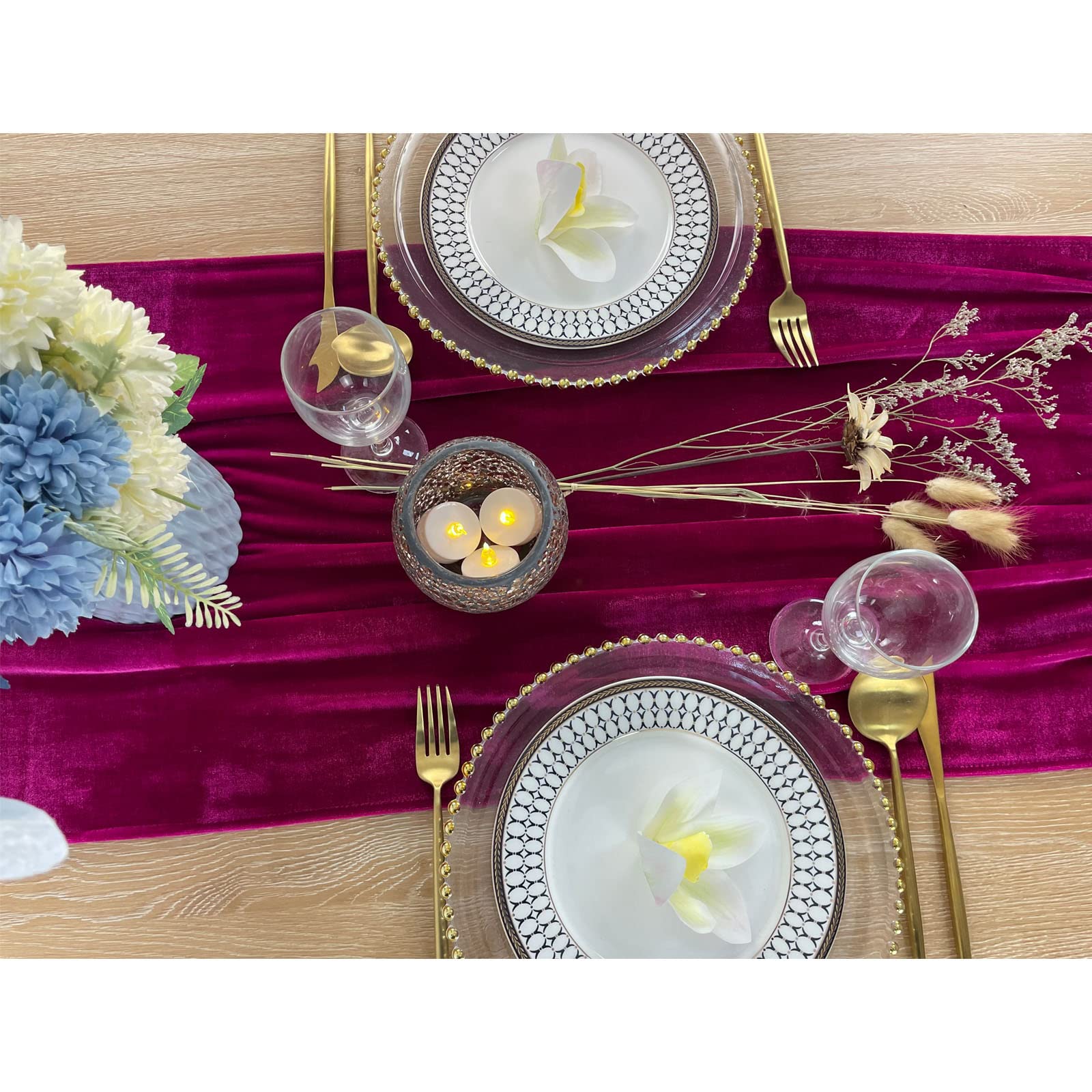 Luxurious Velvet Table Runner, 10Ft Wedding Reception Decorations, 20X120Inch Soft Velvet Fabric, Table Linen Overlay, Wedding T