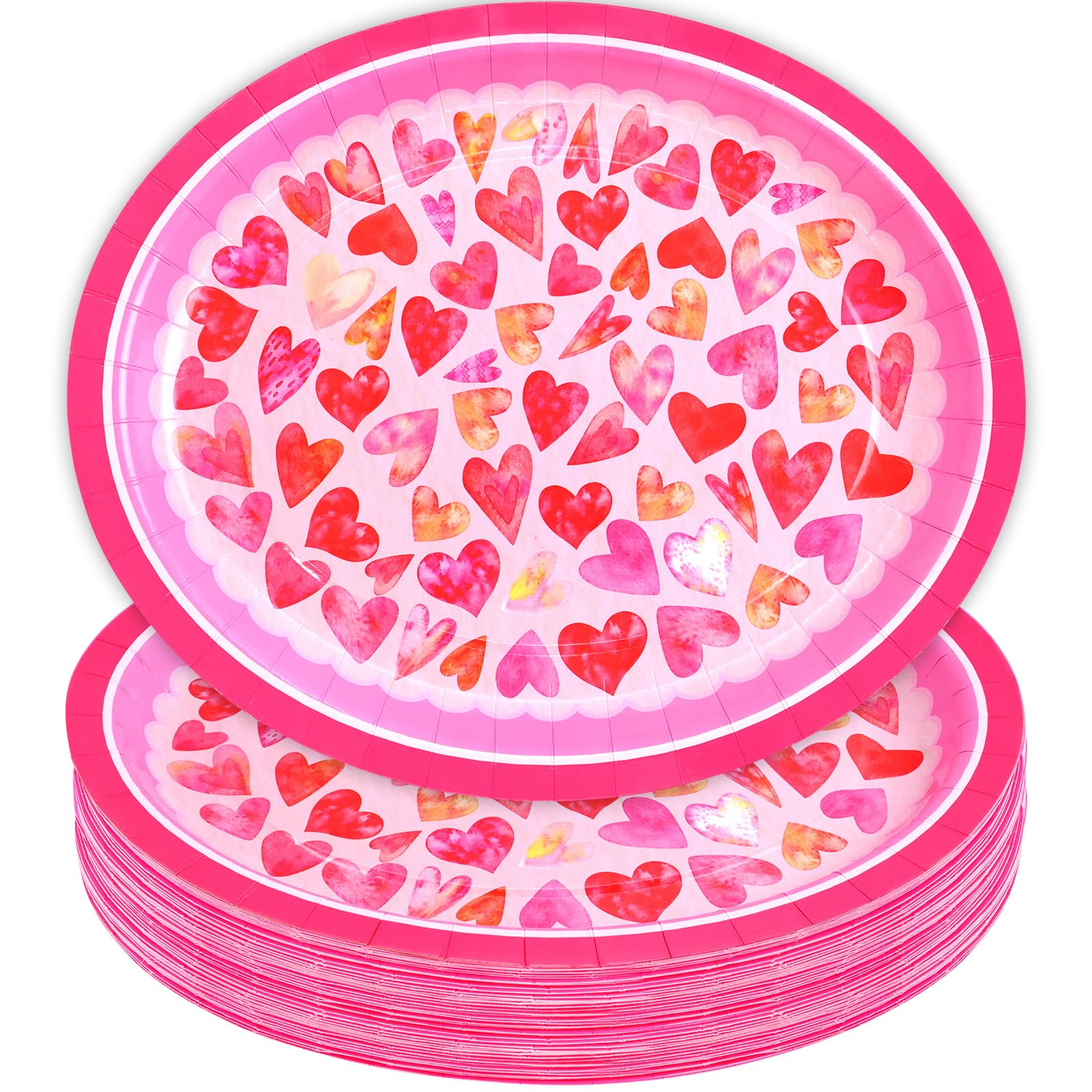 Ceiba Tree 30 Pack Valentines Day Oval Plates Heart Paper Plates Disposable Happy Valentine'S Day Party Supplies