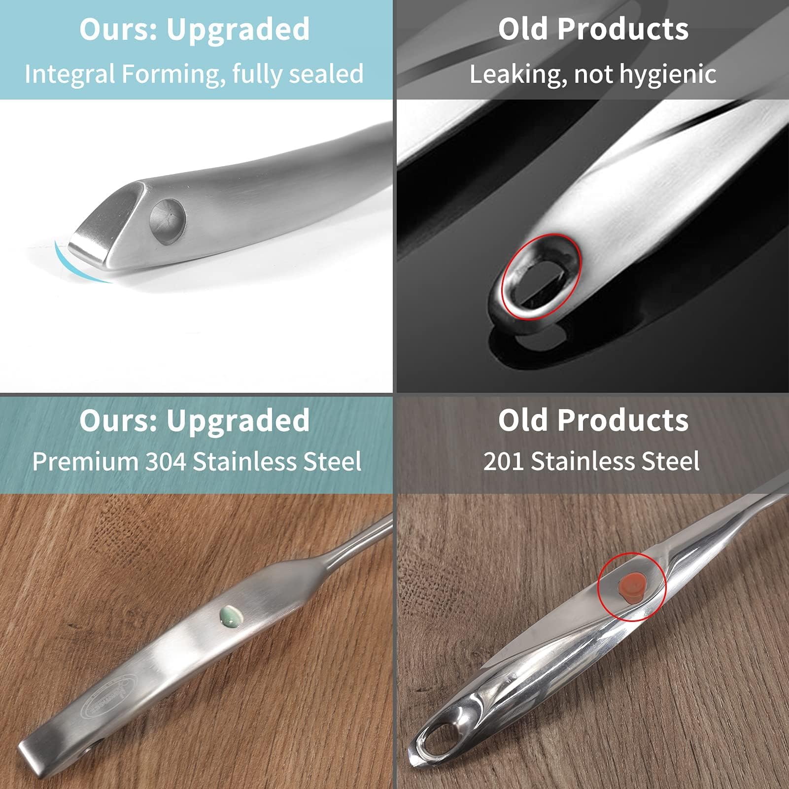 Skimmer Slotted Spoon, [Rustproof, Integral Forming, Durable] Newness 304 Stainless Steel Slotted Spoon With Vacuum Ergonomic Ha