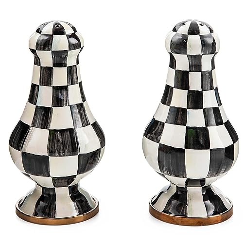 Mackenzie-Childs Courtly Check Enamel Large Salt & Pepper Shakers