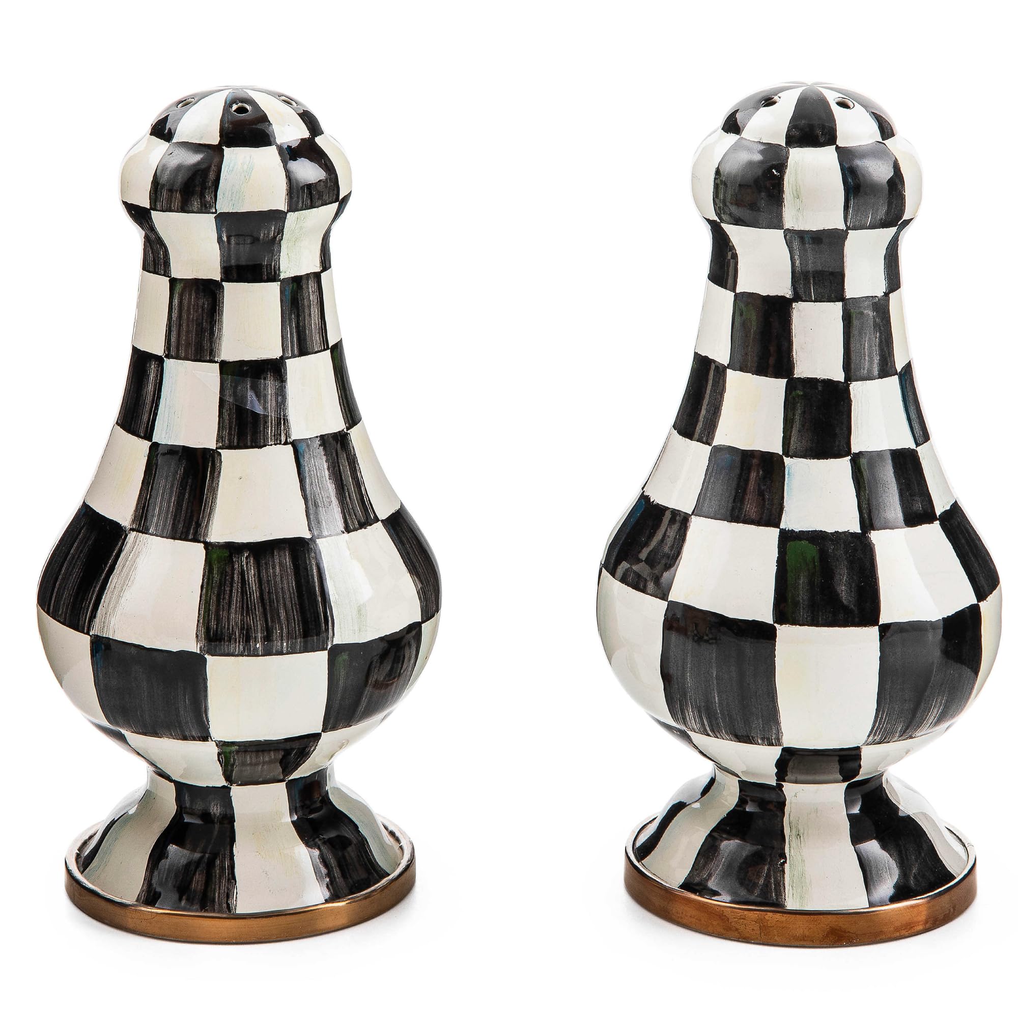 Mackenzie-Childs Courtly Check Enamel Large Salt & Pepper Shakers