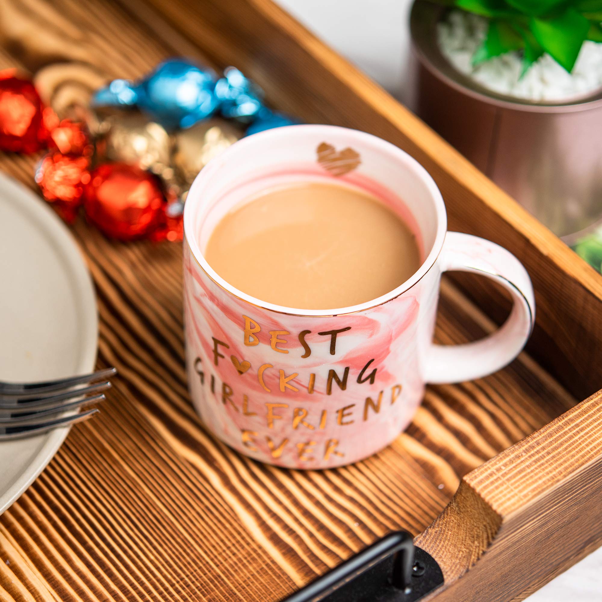 Hendson Girlfriend Birthday  Anniversary  Romantic Gift - Best Girlfriend Ever - Funny Cute Couple Birthday Gifts Ideas for Girlfriend  Her  Couples - Pink Marble Mug  Ceramic 11.5oz Coffee Cup