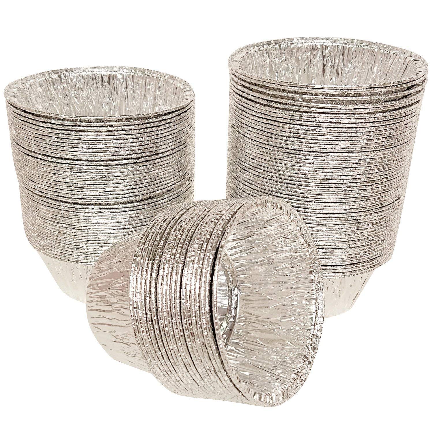 2 Oz Disposable Baking Cups Tins Foil Pans Cups 70 Ml Aluminum Foil Cupcake Bowl Pans For Baking, Roasting, 100Pcs.