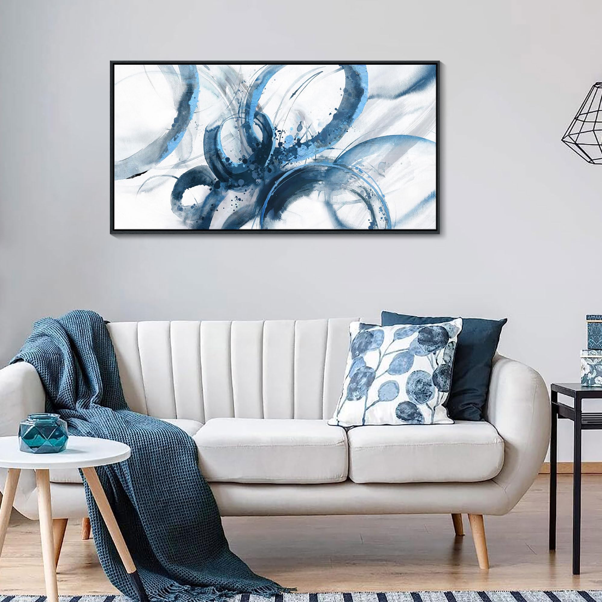 Ajaziko Blue Wall Art Abstract Wall Decor Pictures For Living Room Wall Decoration Print Pictures Canvas Framed Artwork Painting