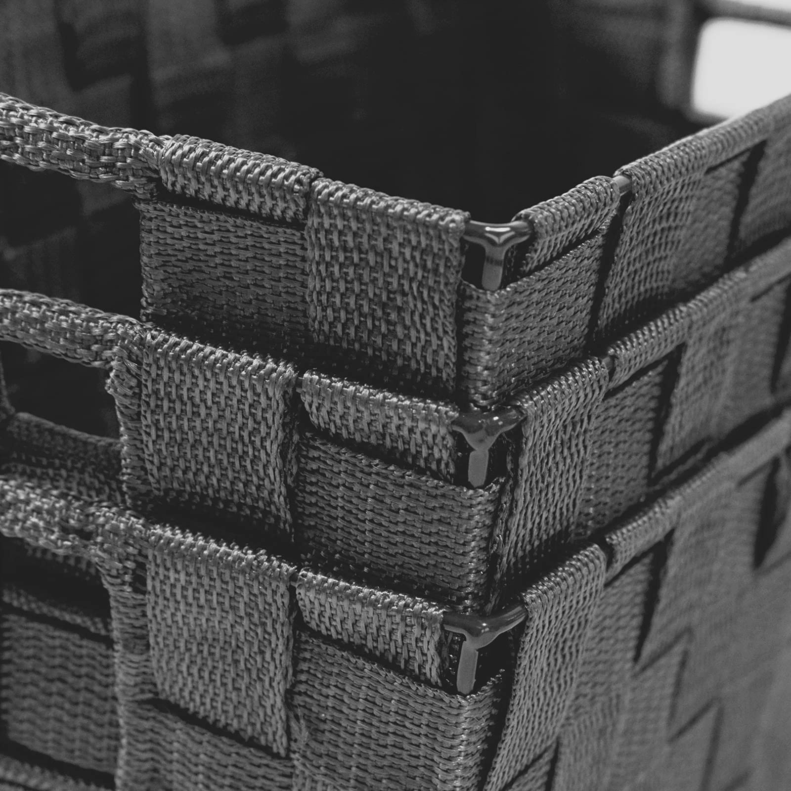 homyfort Woven Shelf Storage Tote Basket Bins Container  Storage Boxes Cube Organizer with Built-in Handles for Bedroom  Office  Closet  Clothes  Kids Room  Nursery 3pk(Grey)