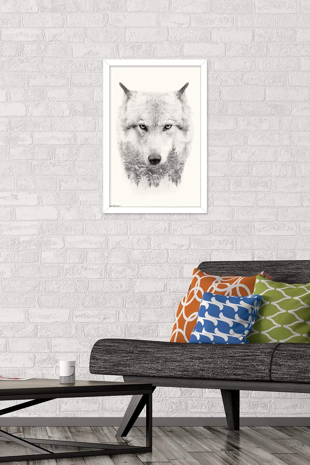 Trends International Wolf - Trees Wall Poster, 14.725'' X 22.375'', White Framed Version