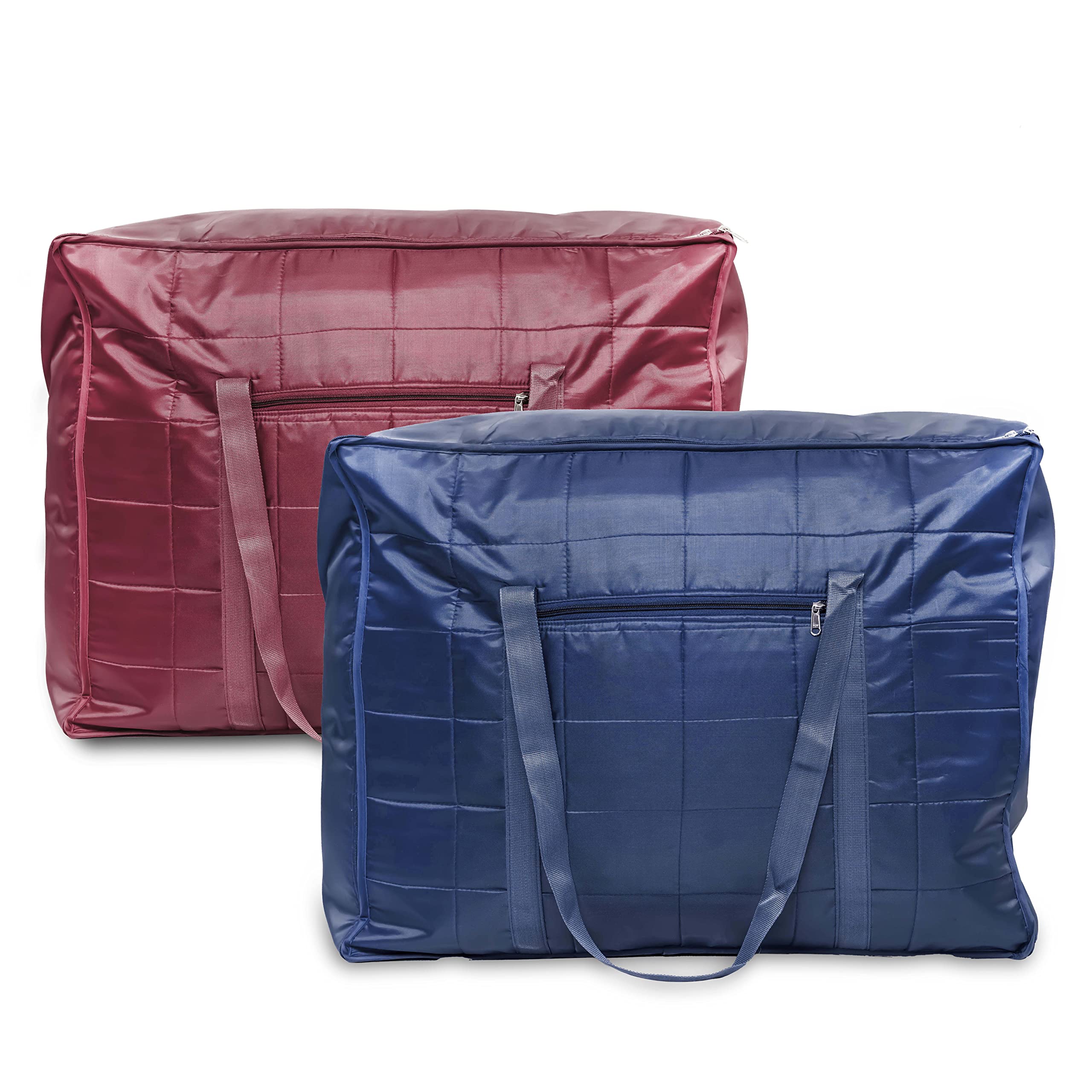 Orientalweavers Moisture Proof Jumbo Travel Bag For Blanket | MultiPurpose UnderBed Storage Bag, Red & Blue, 25X20X14.5In, Rec