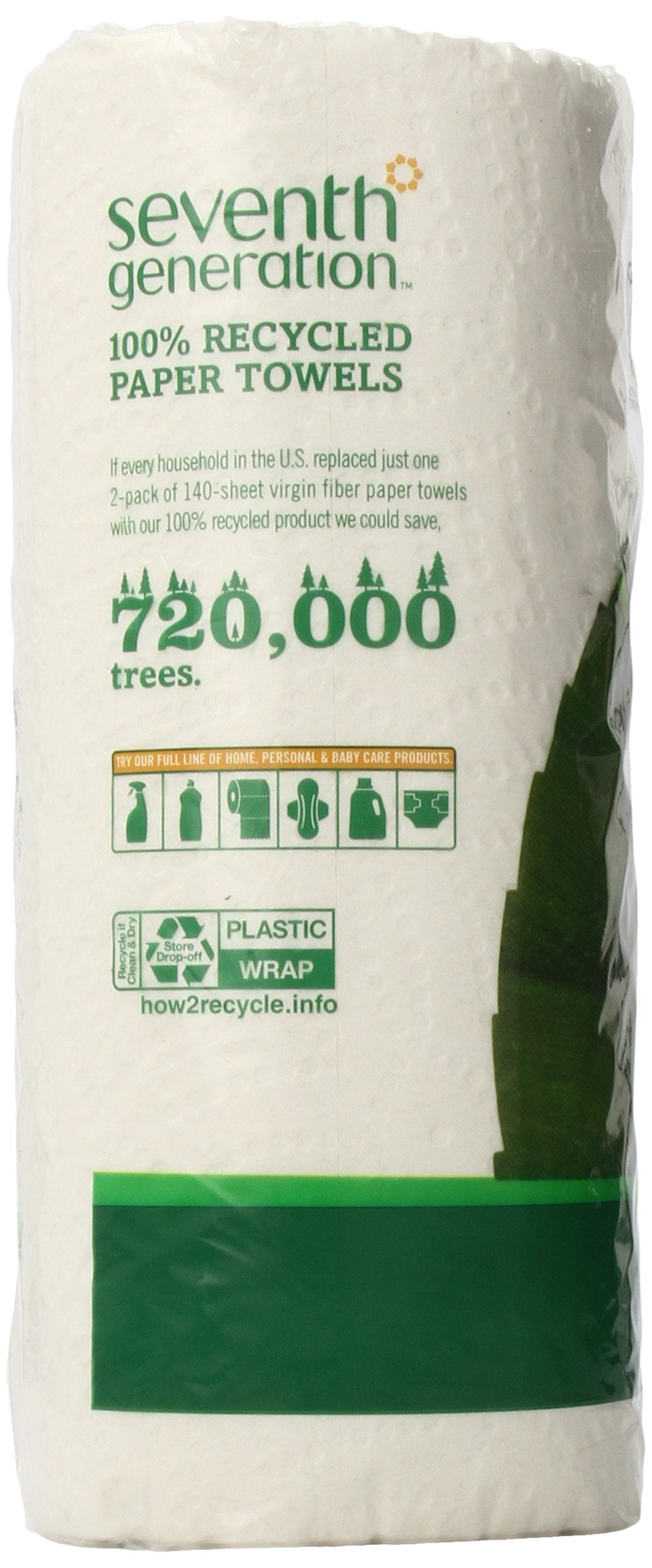 Seventh Generation Paper Towels Regular Roll, 140 Sheets, White, 1 Pack