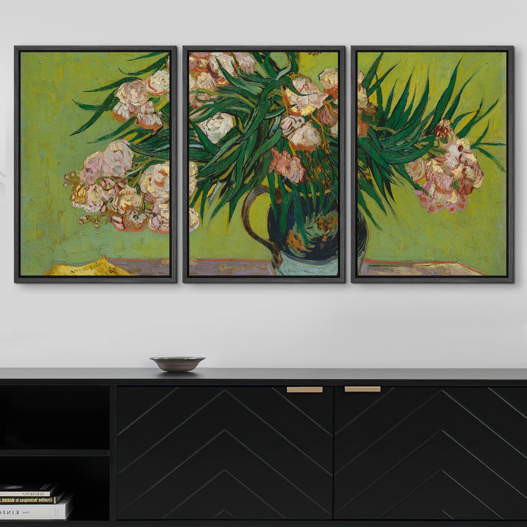 Wall26 Framed Canvas Print Wall Art Set Oleander Flowers Vincent Van Gogh Classical Illustrations Fine Art Decorative Historic F