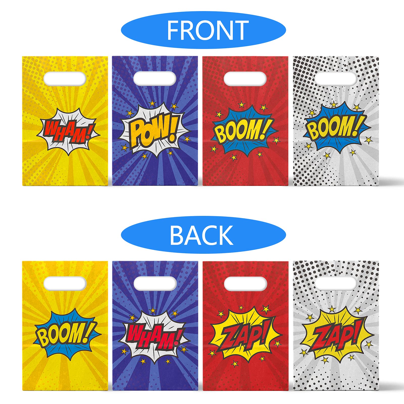 Kalefo 24 Pack Superhero Party Supplies Treat Bags Kids Birthday Party Recyclable Cookie Candy Paper Favor Bags
