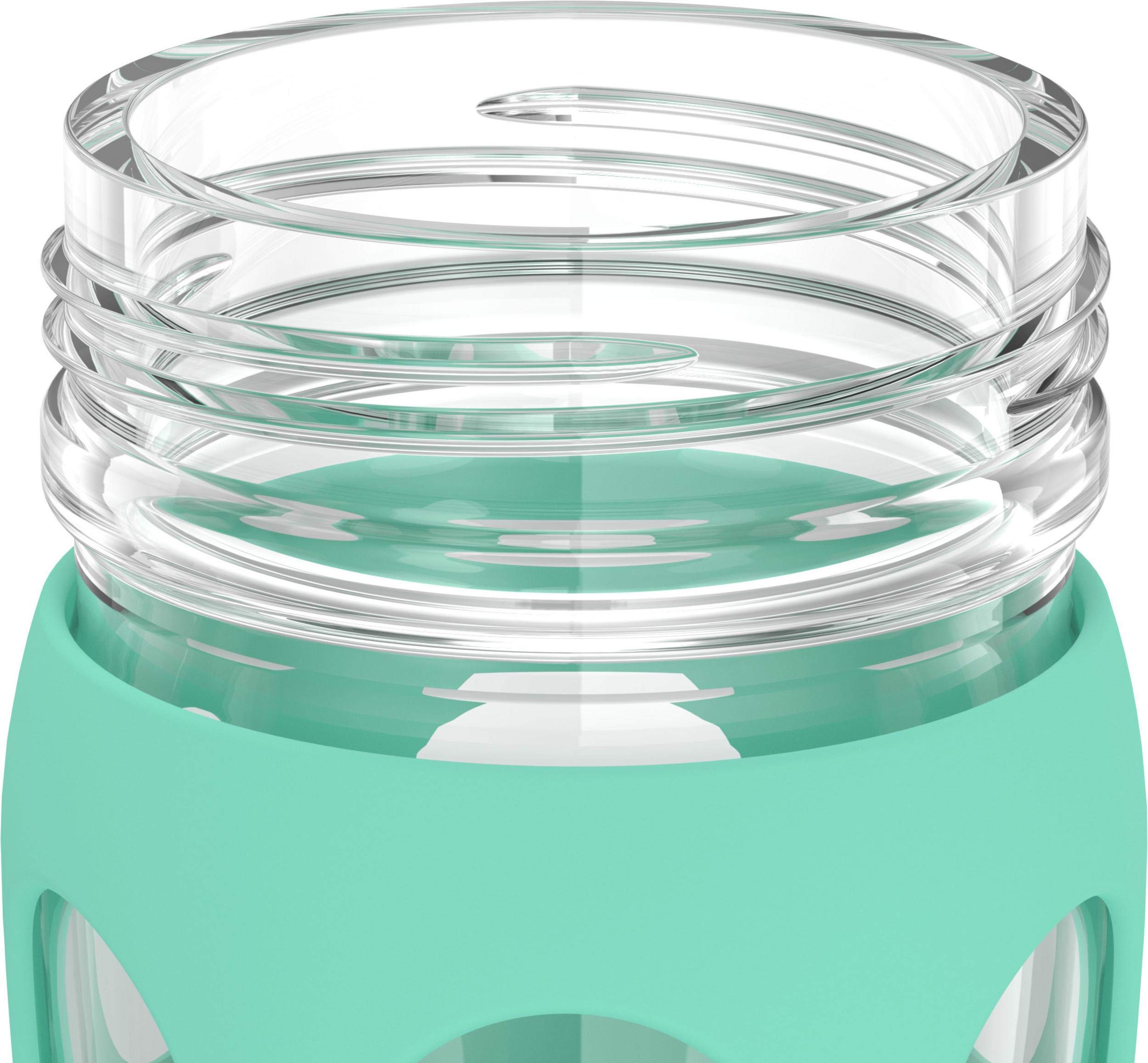 Lifefactory 22-Ounce Glass Water Bottle With Active Flip Cap And Protective Silicone Sleeve, Sea Green