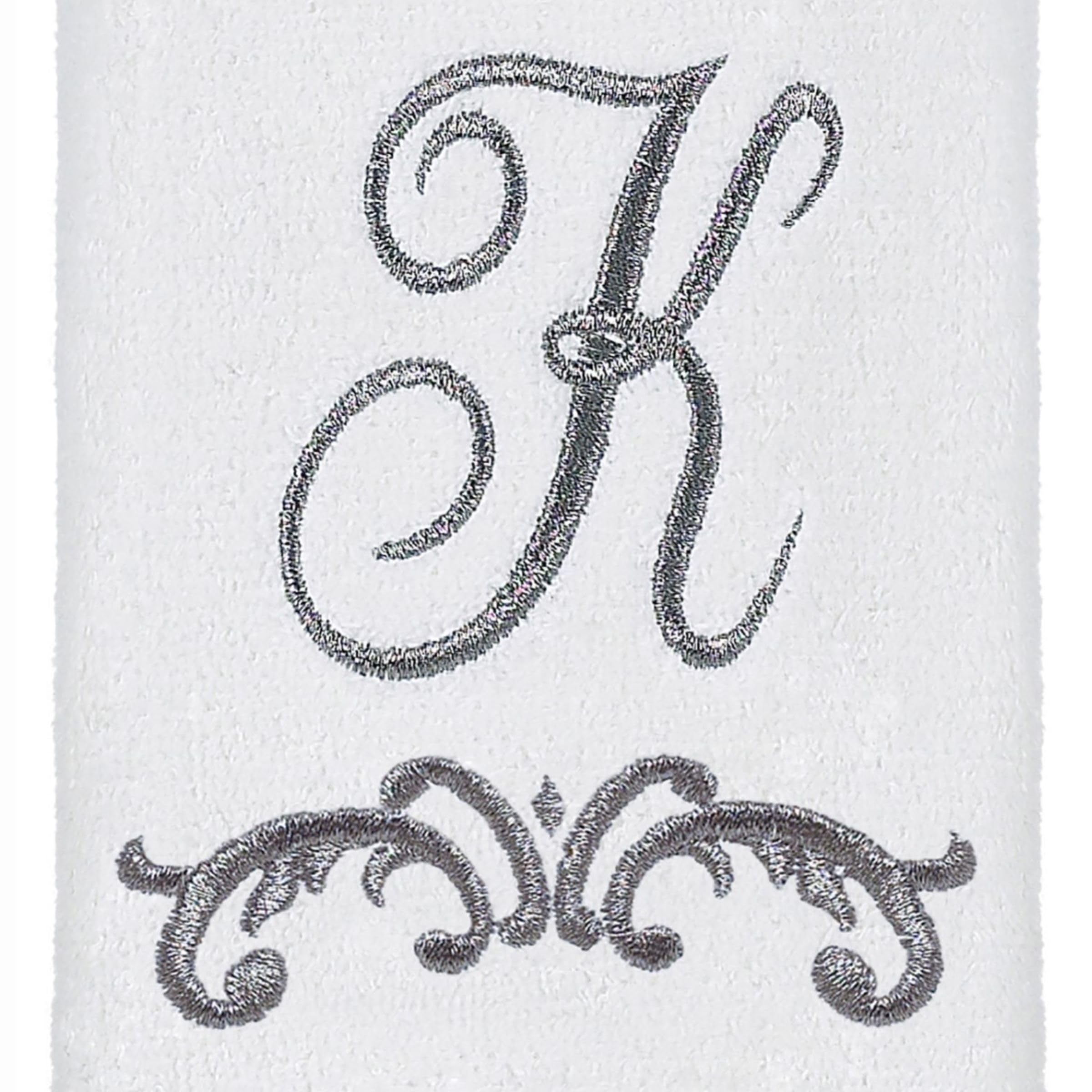 Avanti Linens - Fingertip Towel, Soft & Absorbent Cotton Towel (Monogram Collection, Initial K), White