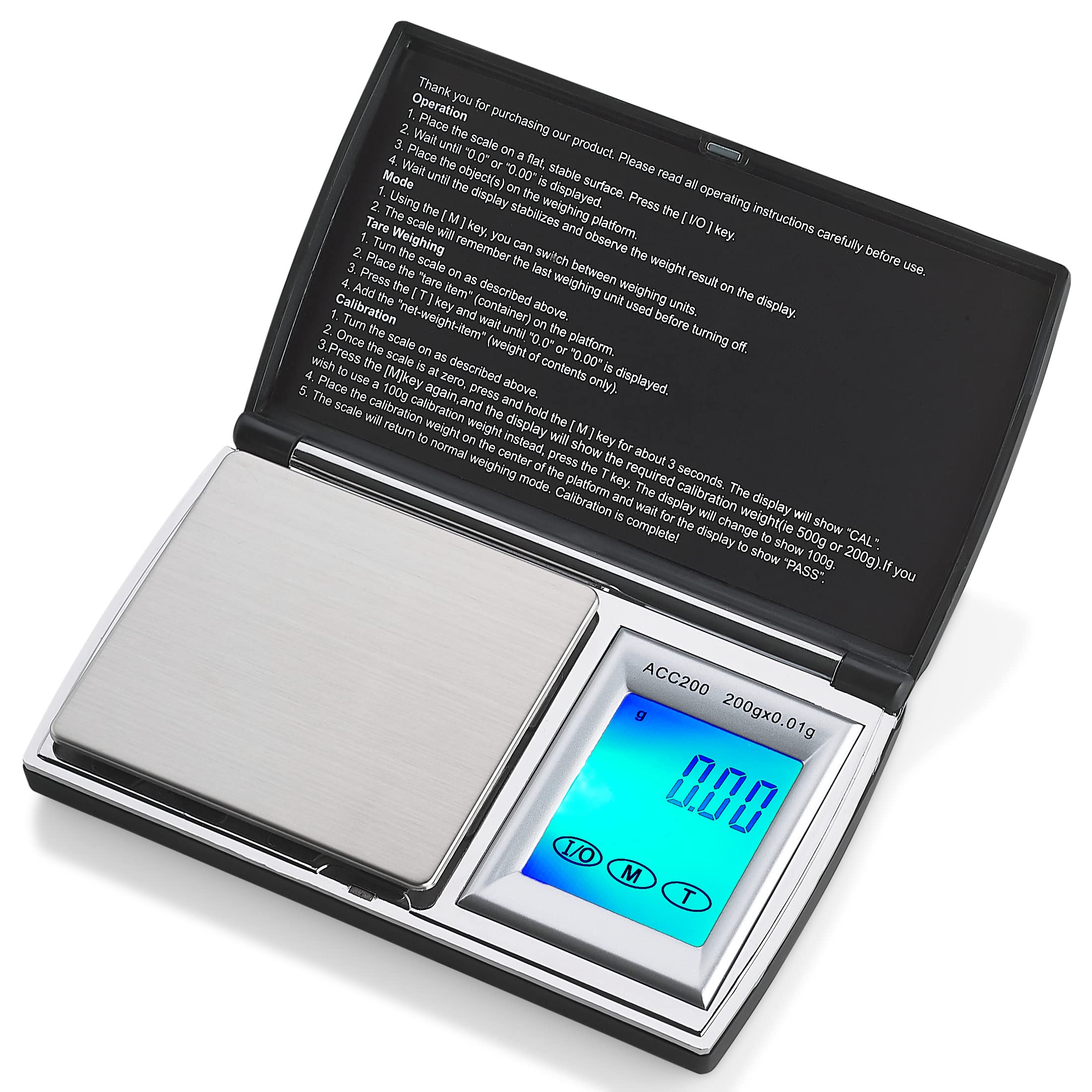 Smart Weigh Acc200 Accustar Digital Back-Lit Touch Screen Pocket Scale, Black