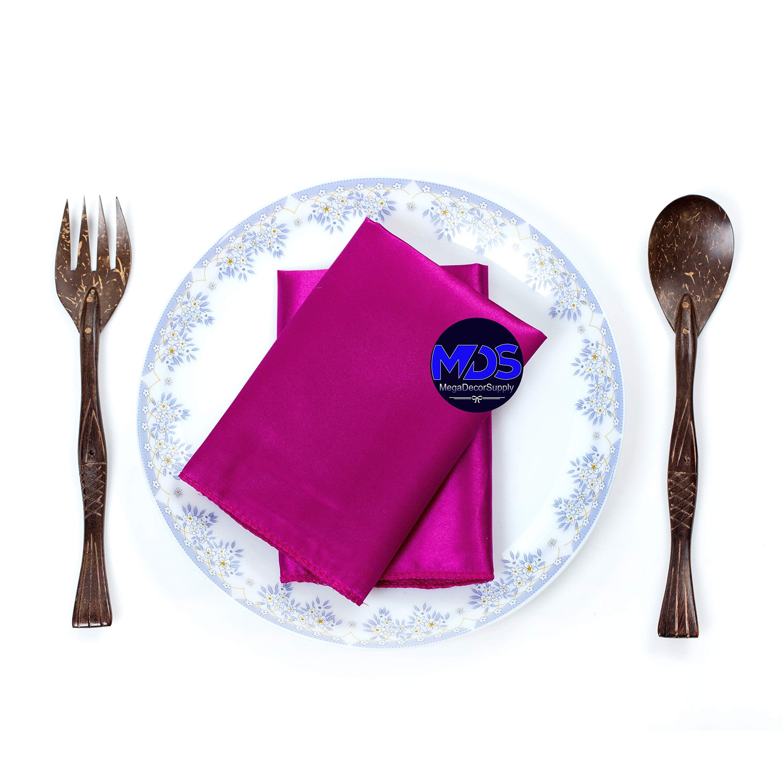 Mds Pack Of 100 Wedding Satin 12''X 12'' Square Dinner Napkin Or Handkerchief For Wedding Banquet Decoration - Violate