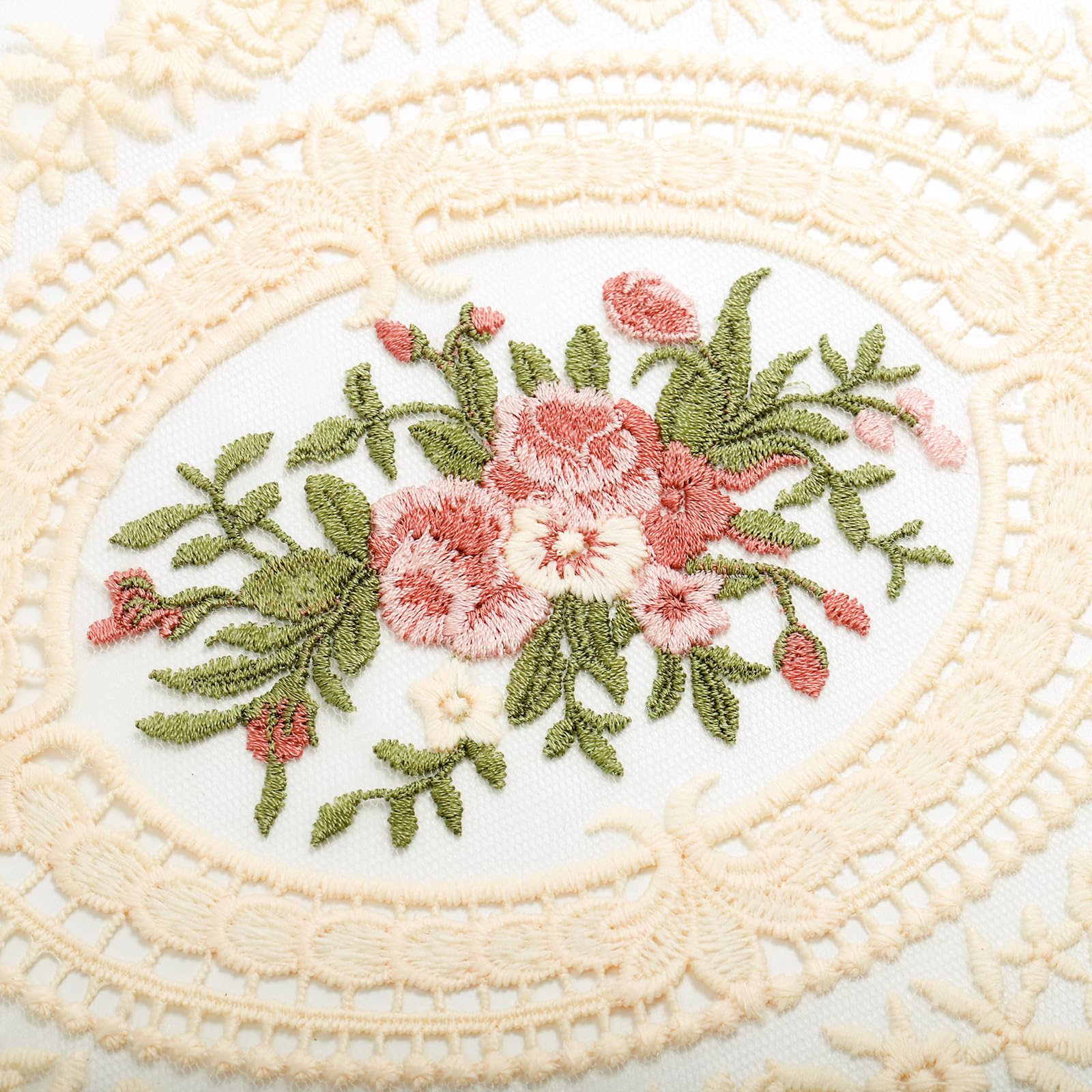 Mezchi 6 Pack Retro French Style Lace Placemats, Embroidered Crochet Lace Placemats, Victorian Decor Cup Mat For Coquette Room D