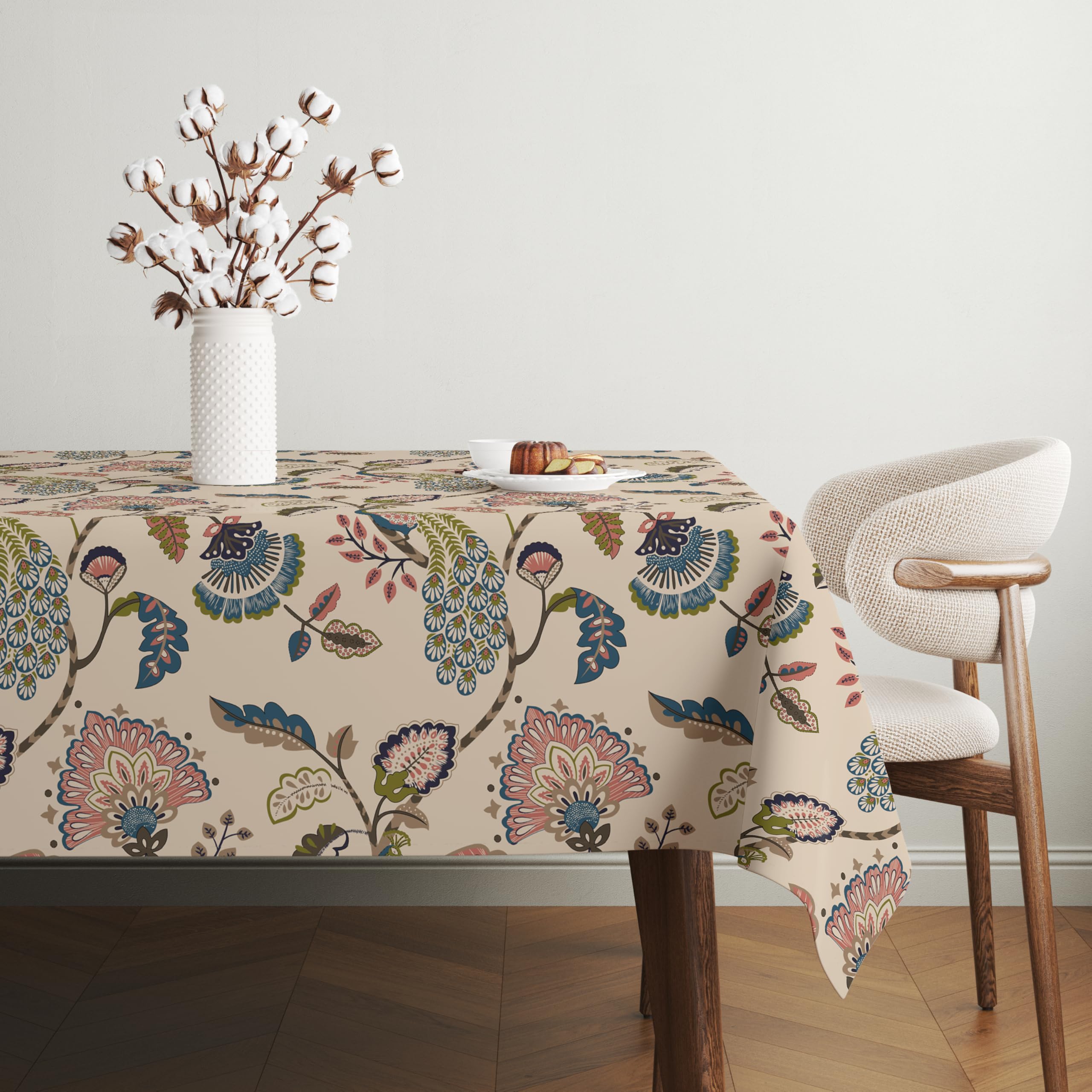 Loomlyfe Cotton Rectangular Dining Table Cover For 6 Seater, Printed Table Cloth For Dining/Center Table, For Home Dcor (Size  