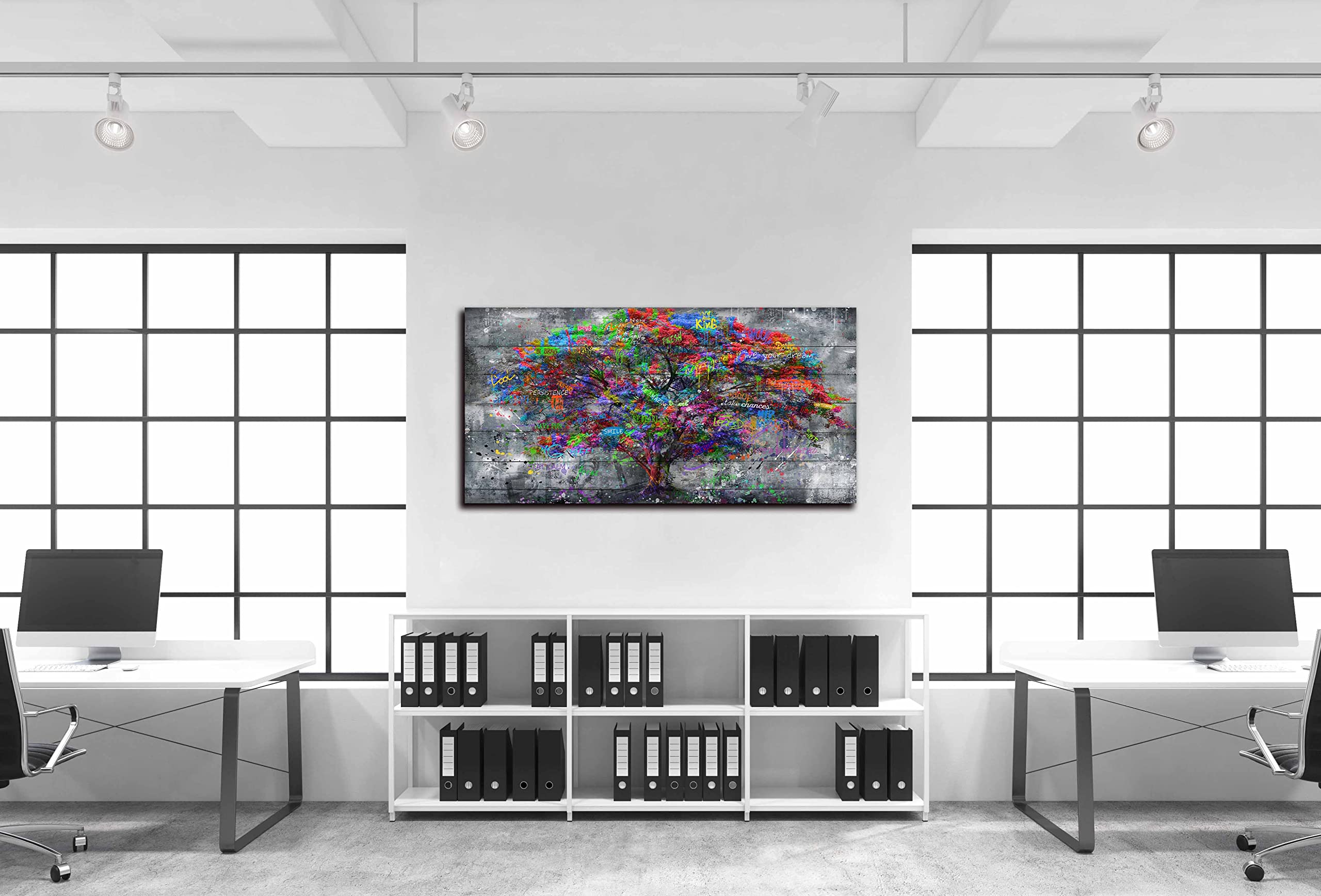 Sixttart Tree Large Canvas Wall-Art For Living Room - Graffiti Forest Wall Art - Abstract Modern Home Office Wall Decor Ready To