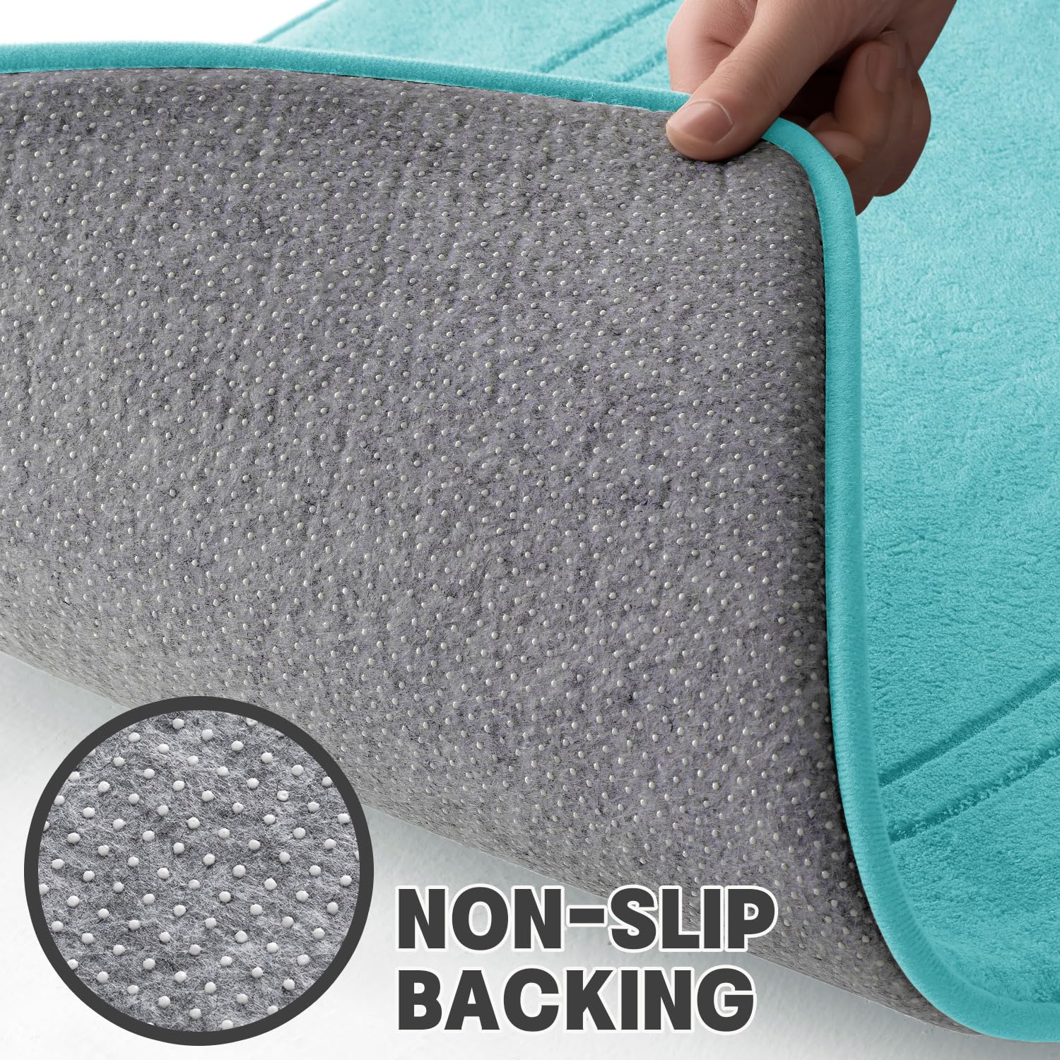 Yihouse Teal Memory Foam Bathroom Rug Set 5 Piece, Absorbent Bathroom Mat Set, Non Slip Bath Mats For Bathroom, Washable & Dry Q