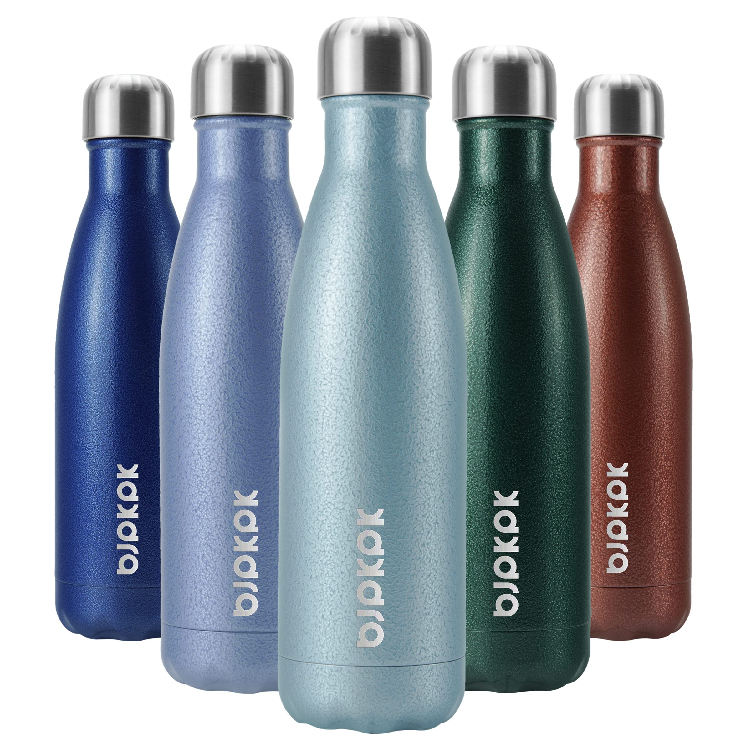 Bjpkpk Stainless Steel Water Bottle -17Oz -Double Wall Vacuum Insulated Bottle-Magnetite Turquoise