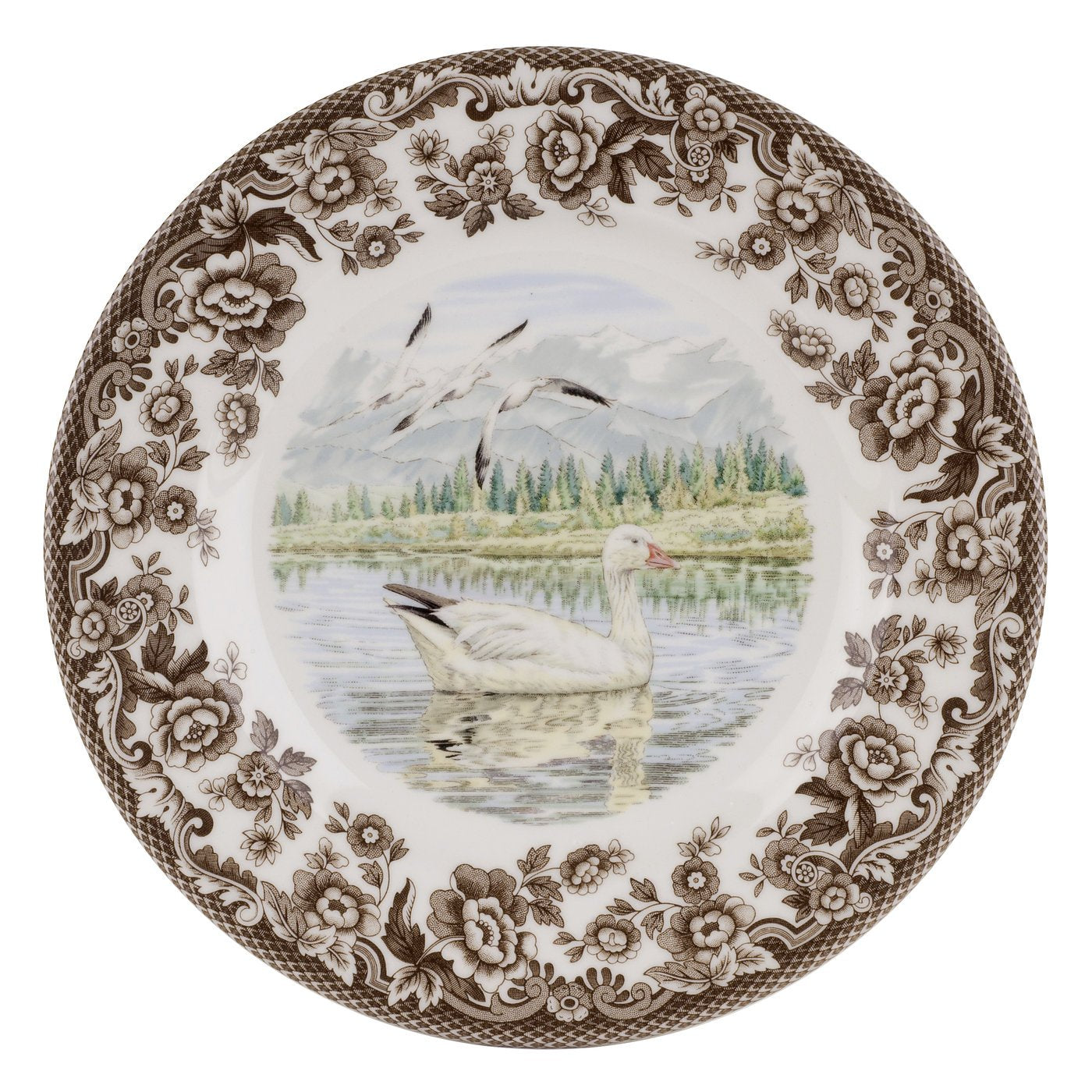 Spode Woodland Salad Plate, Snow Goose, 8    | Perfect For Thanksgiving And Other Special Occasions | Made In England From Fine