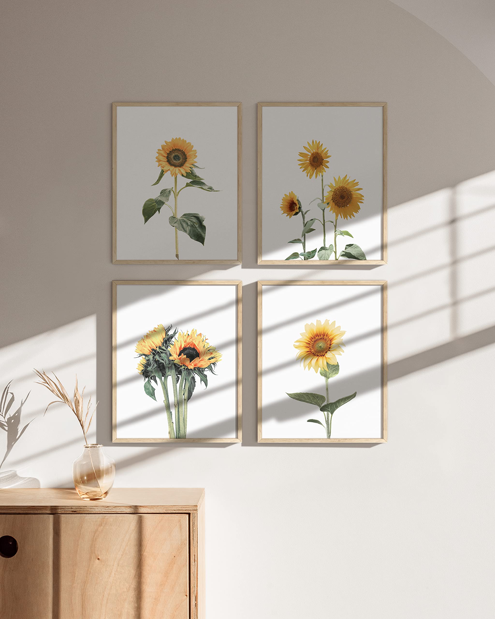 HAUS AND HUES Sunflower Wall Decor and Sunflower Posters Set of 4 Sun Flower Wall Art | Sunflower Paintings for Wall Sunflower Wall Art Sunflower Photos Sunflower Decor (8'' x 10''  UNFRAMED)