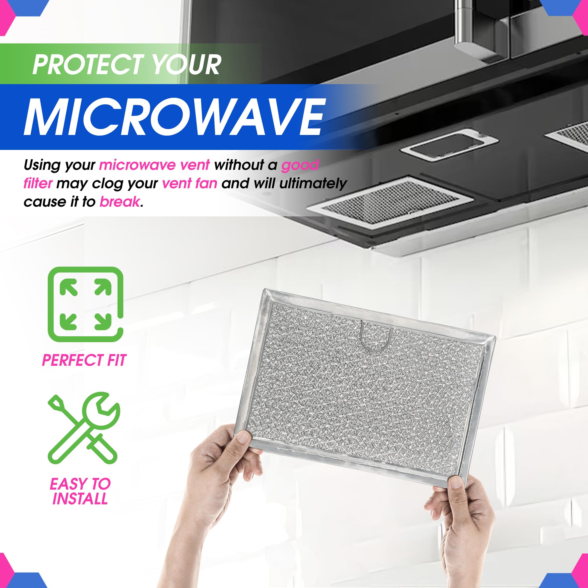Microwave Filter Replacement 5.12    X 7.64    Fits Frigidaire 5304464105 Wb06X10608 Ge Microwave Filter - Aluminum Mesh Screen