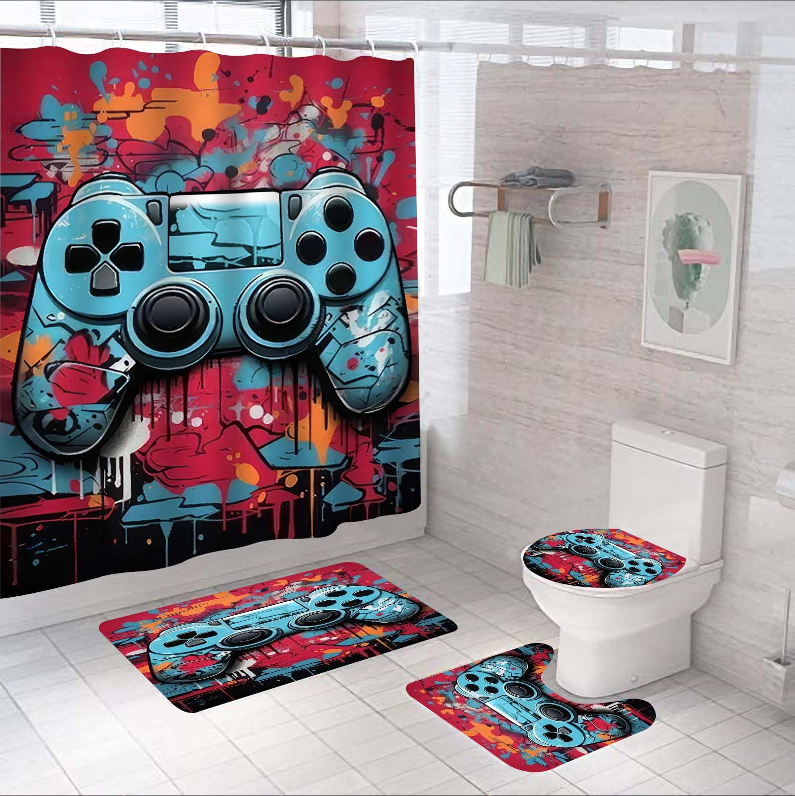 Norbey Colorful Boy Game Shower Curtain Sets