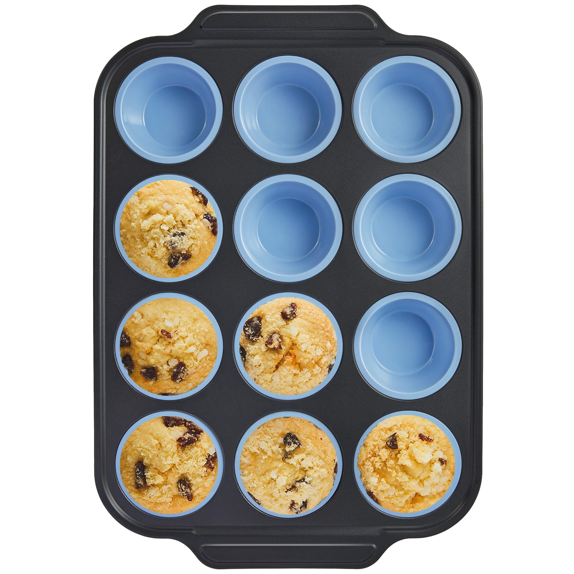 BRONYPRO Silicone Muffin Pans for Baking with Metal Frame, Egg Bite Molds, Cupcake Pans 12 Regular Size, Muffin Tins Easy to Pop