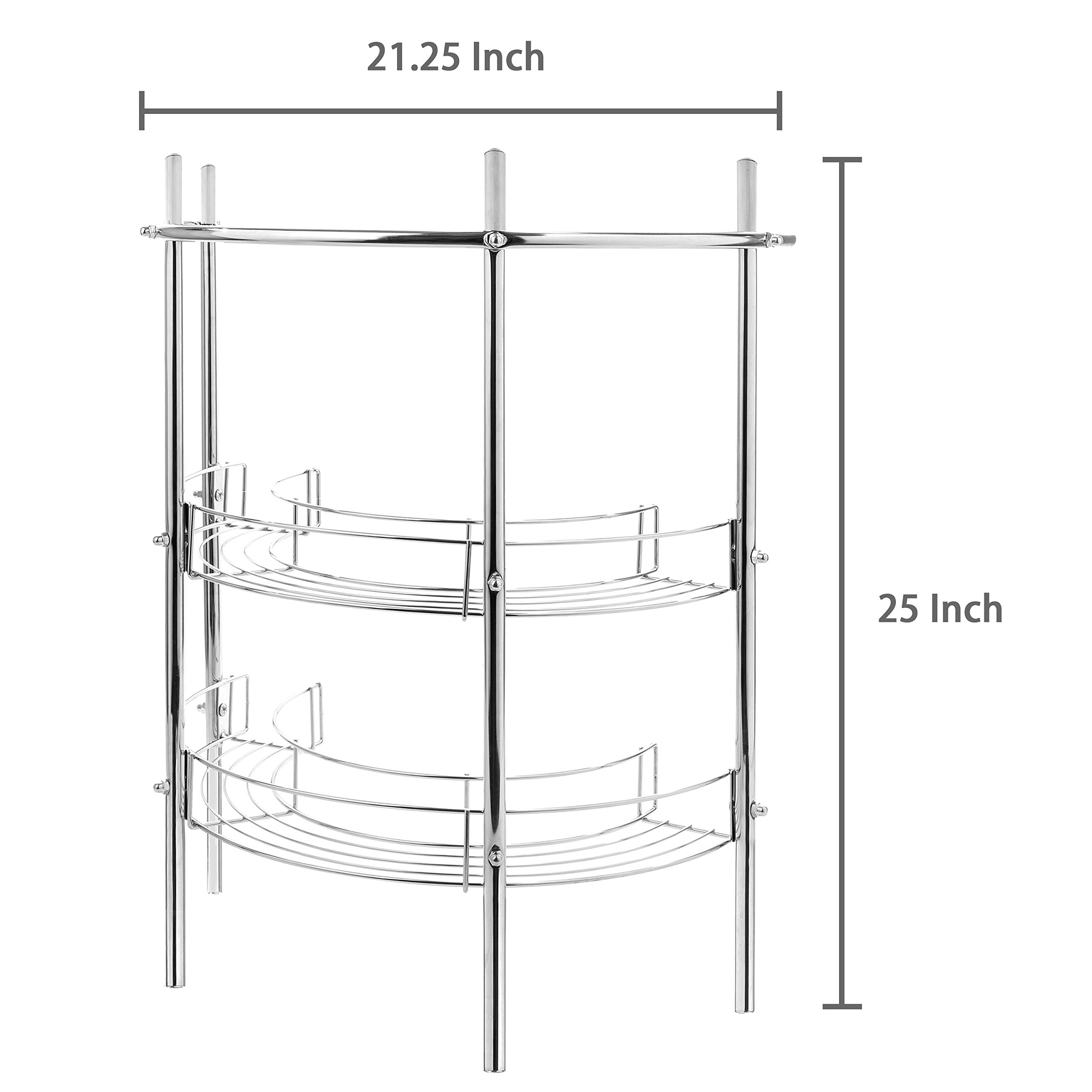 Mygift Chrome Plated Metal Under-The-Sink Rack Bathroom Quality Pedestal Storage Organizer With 2 Display Shelves And Hand Towel
