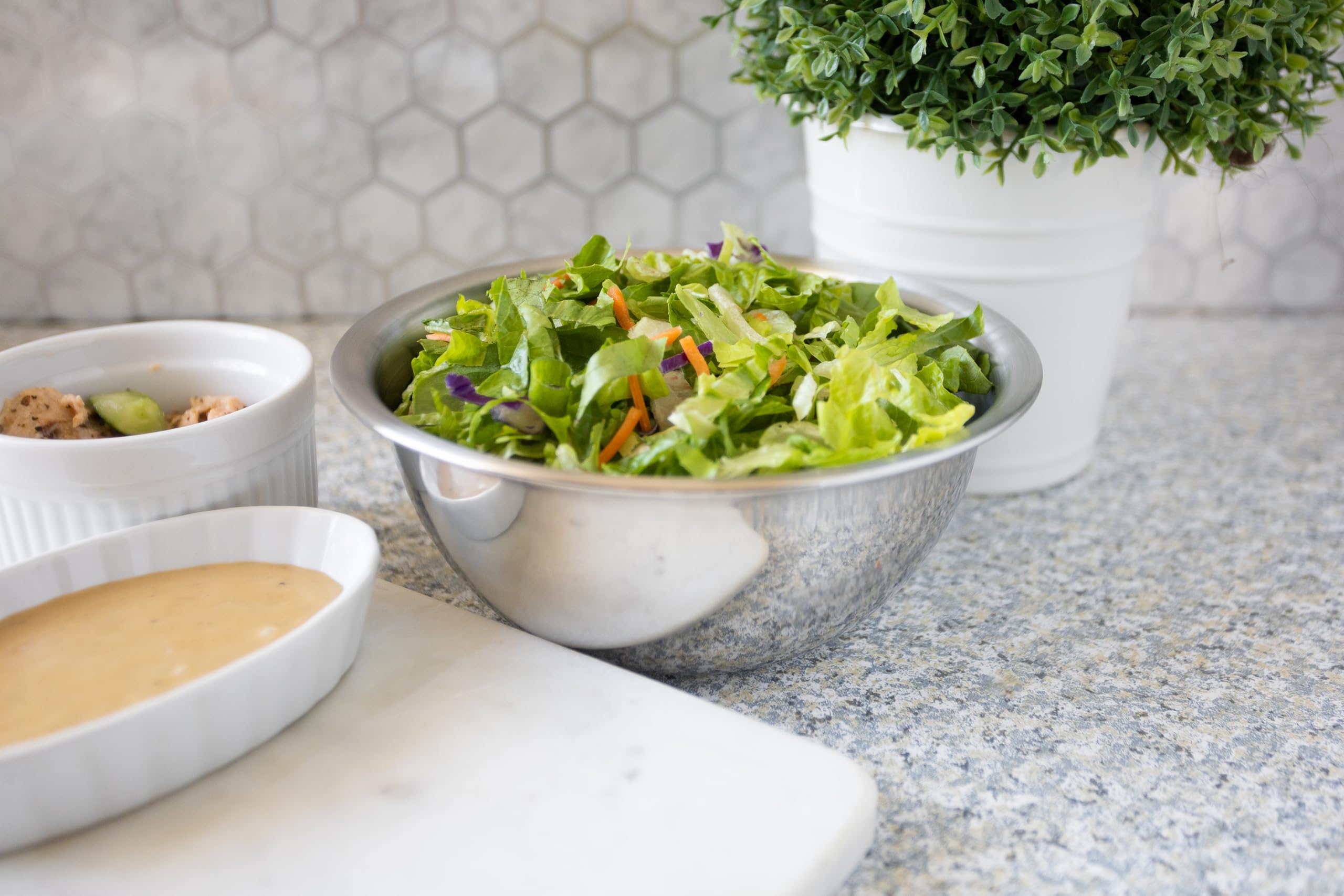 Fox Run Stainless Steel Small Mixing Bowl  7.25 x 7.25 x 3.75 inches  Metallic