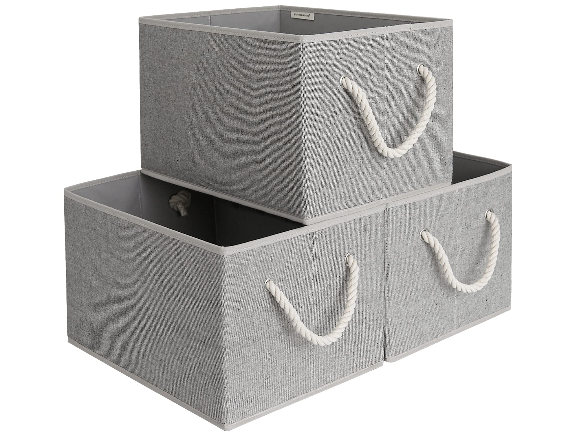 Storageworks 32L Closet Storage Baskets For Shelves, Closet Organizers With Handles, Foldable Closet Baskets For Linen Closet, 3