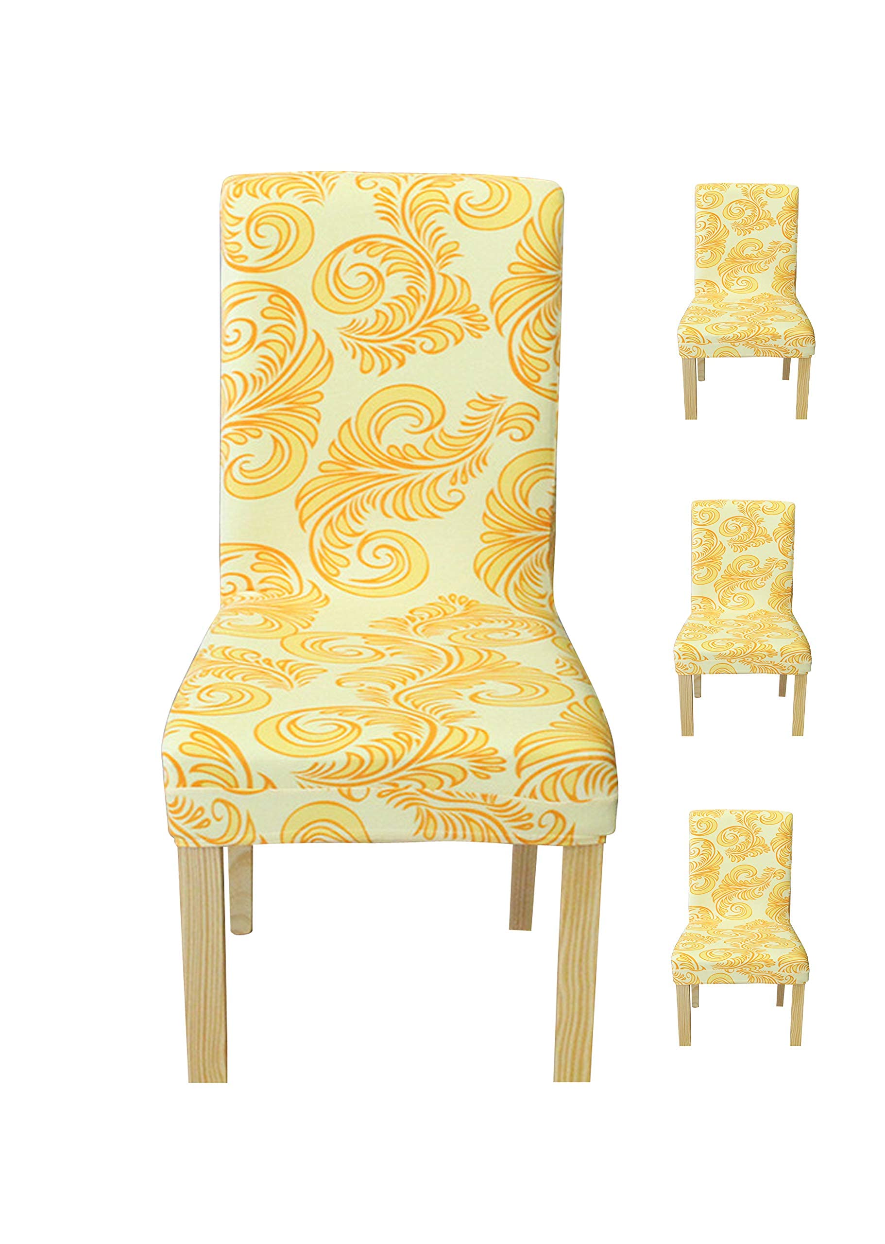House Of Quirk Elastic Chair Cover Stretch Removable Washable Short Dining Chair Cover Protector Seat Slipcover - Thai Yellow (P
