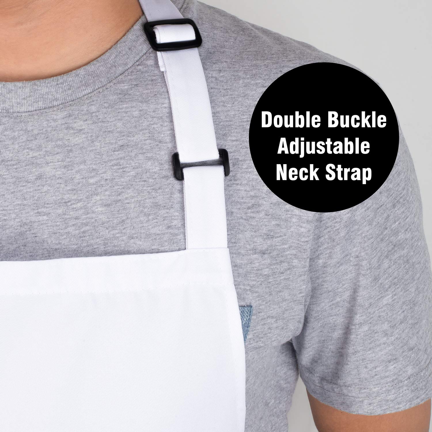 Xornis 2 Pack Bib Aprons With 2 Pockets Kitchen Apron Cooking Chef, White
