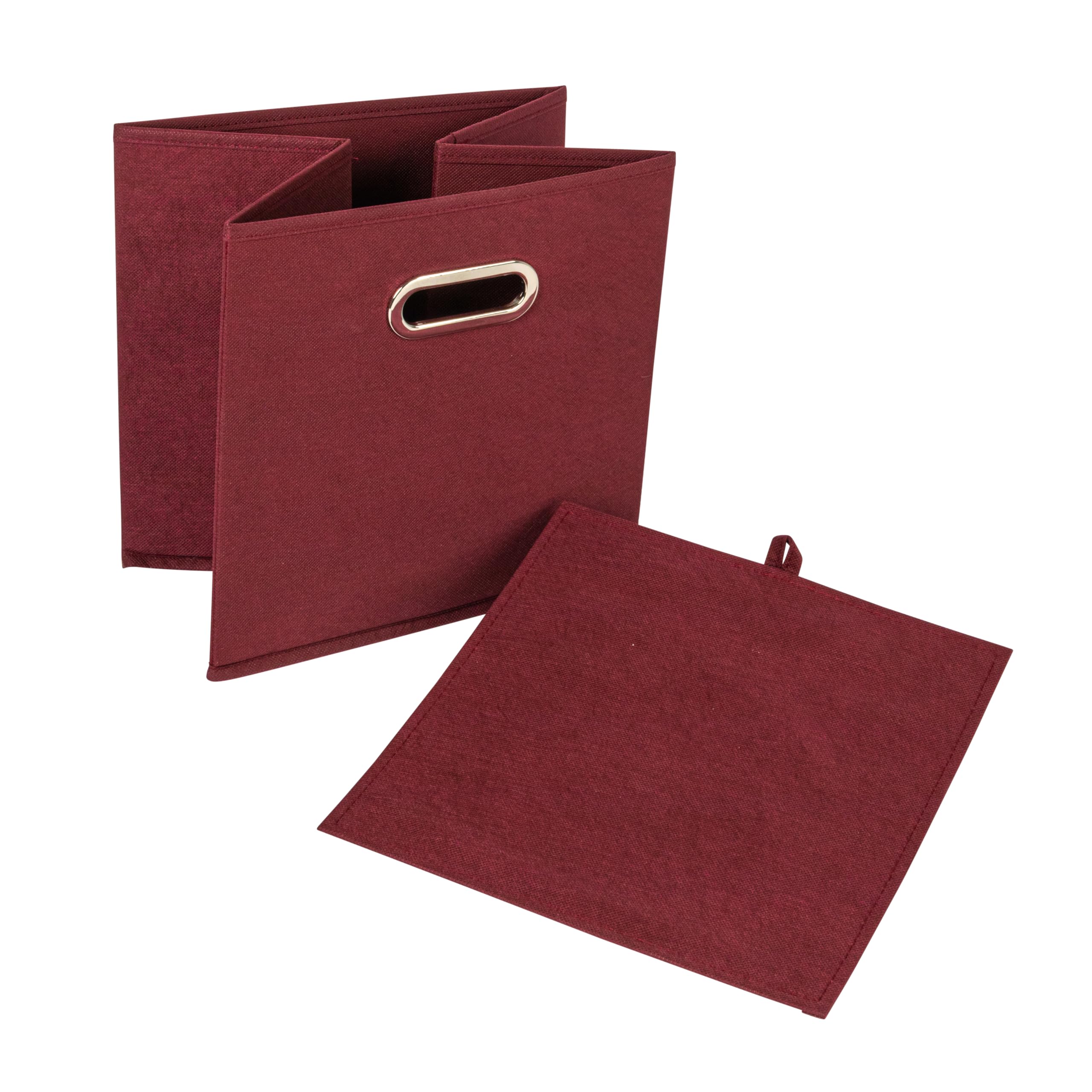 Household Essentials Square Storage Bin, Burgundy