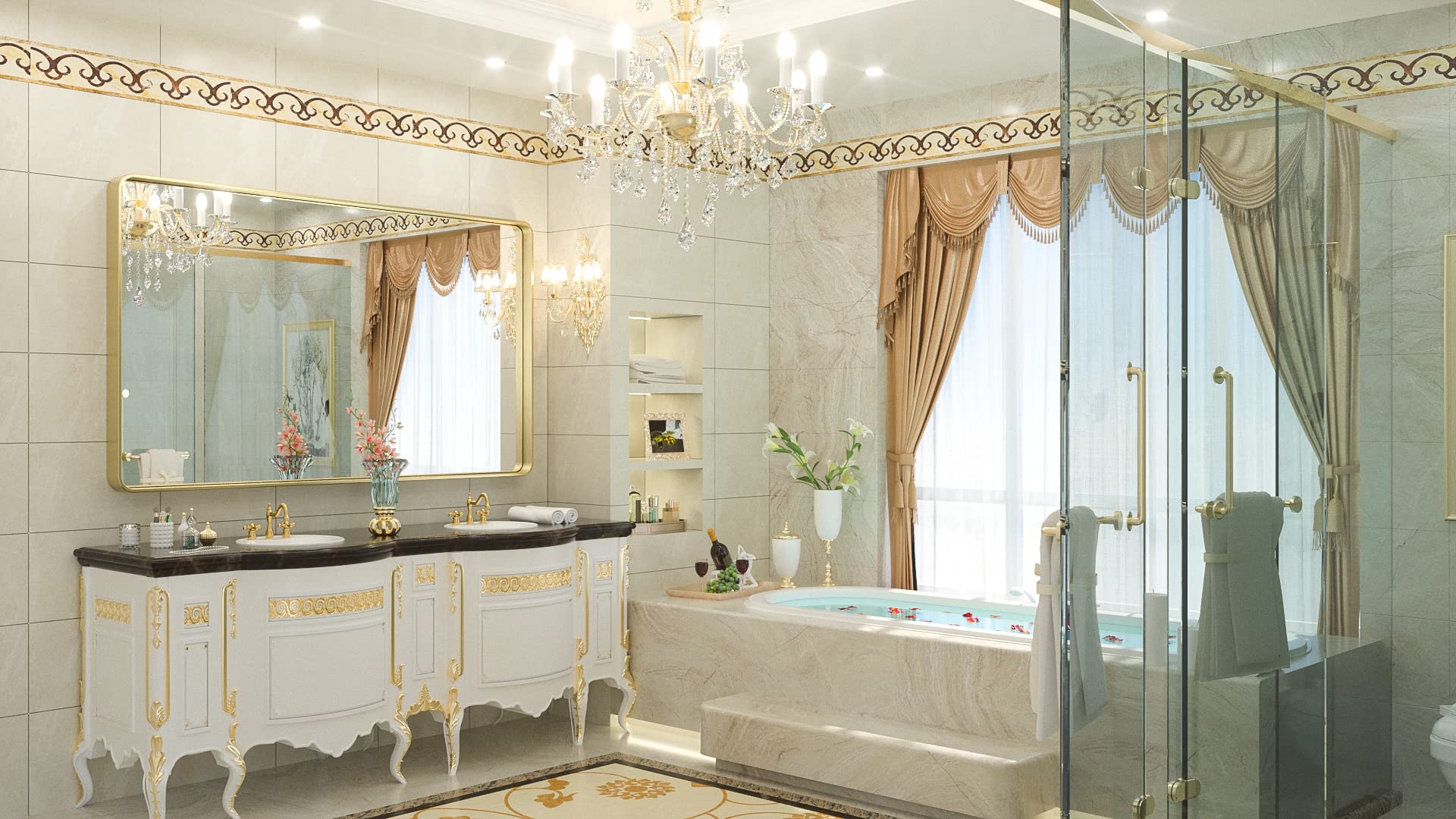 Tetote 60 X 36 Inch Mirrors For Bathroom, Brushed Brass Gold Vanity Mirror, Large Rectangular Metal Frame Modern Wall Mirror For