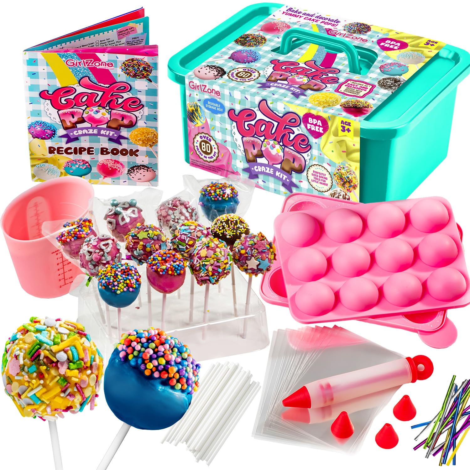 Girlzone Cake Pop Kit - Baking Set For Kids Ages 10-12, Includes Cake Pop Mold, Stand, Gift Bags And Decorating Pen