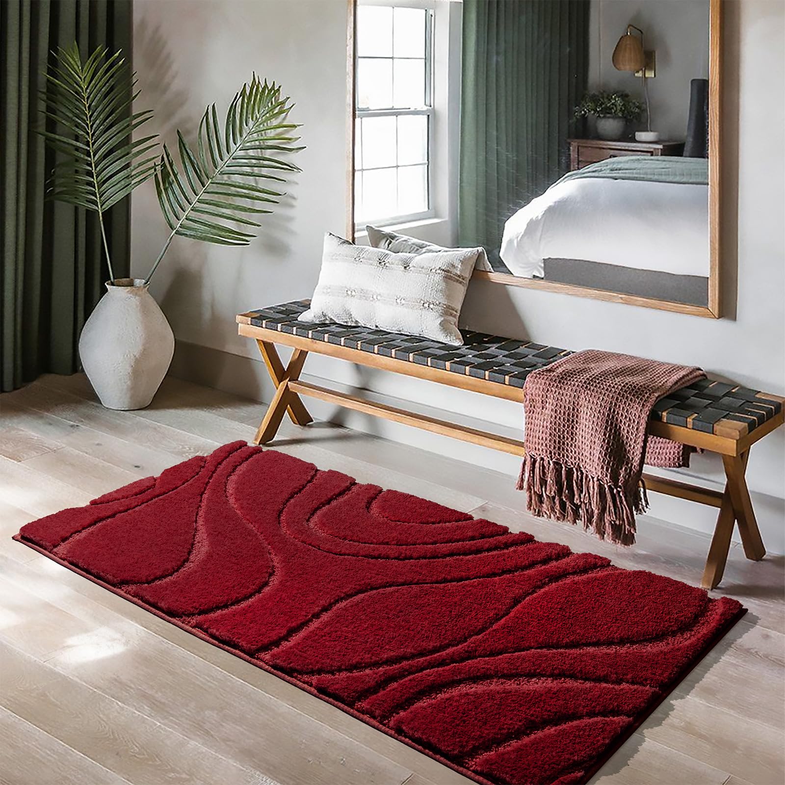 Exde Bathroom Rugs Mat, Soft Plush Shaggy Microfiber Bath Rug, Non Slip Bath Mats For Bathroom Runner Floor, Machine Washable Ab