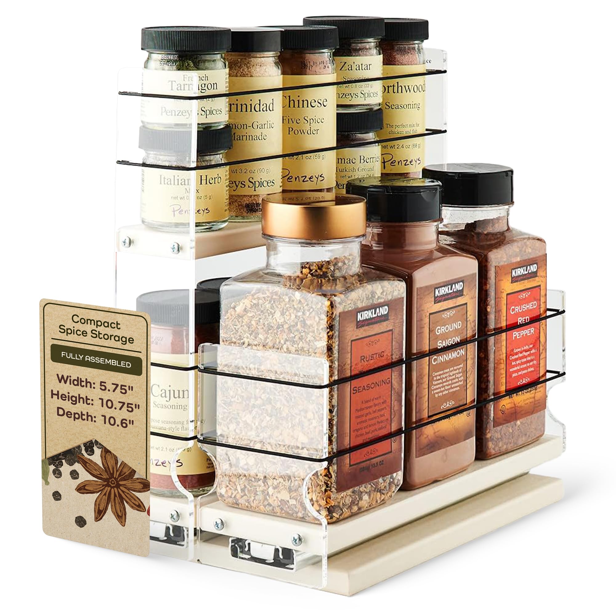 Vertical Spice Combo Spice Rack Drawer - Pull Out Pantry Organizers And Storage - Kitchen Cabinet Organizer - Seasoning Sliding