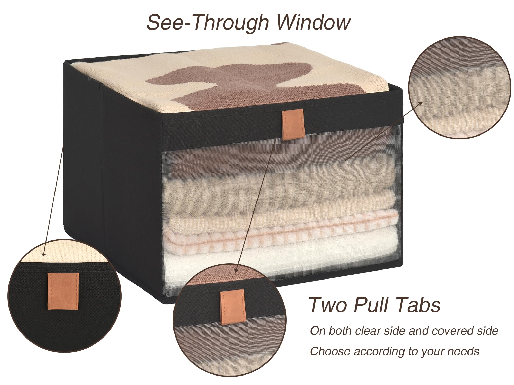 Storageworks Closet Storage Bins With Clear Window And 2 Handles, Foldable Clothing Bins For Shelves, Extra Large Fabric Organiz